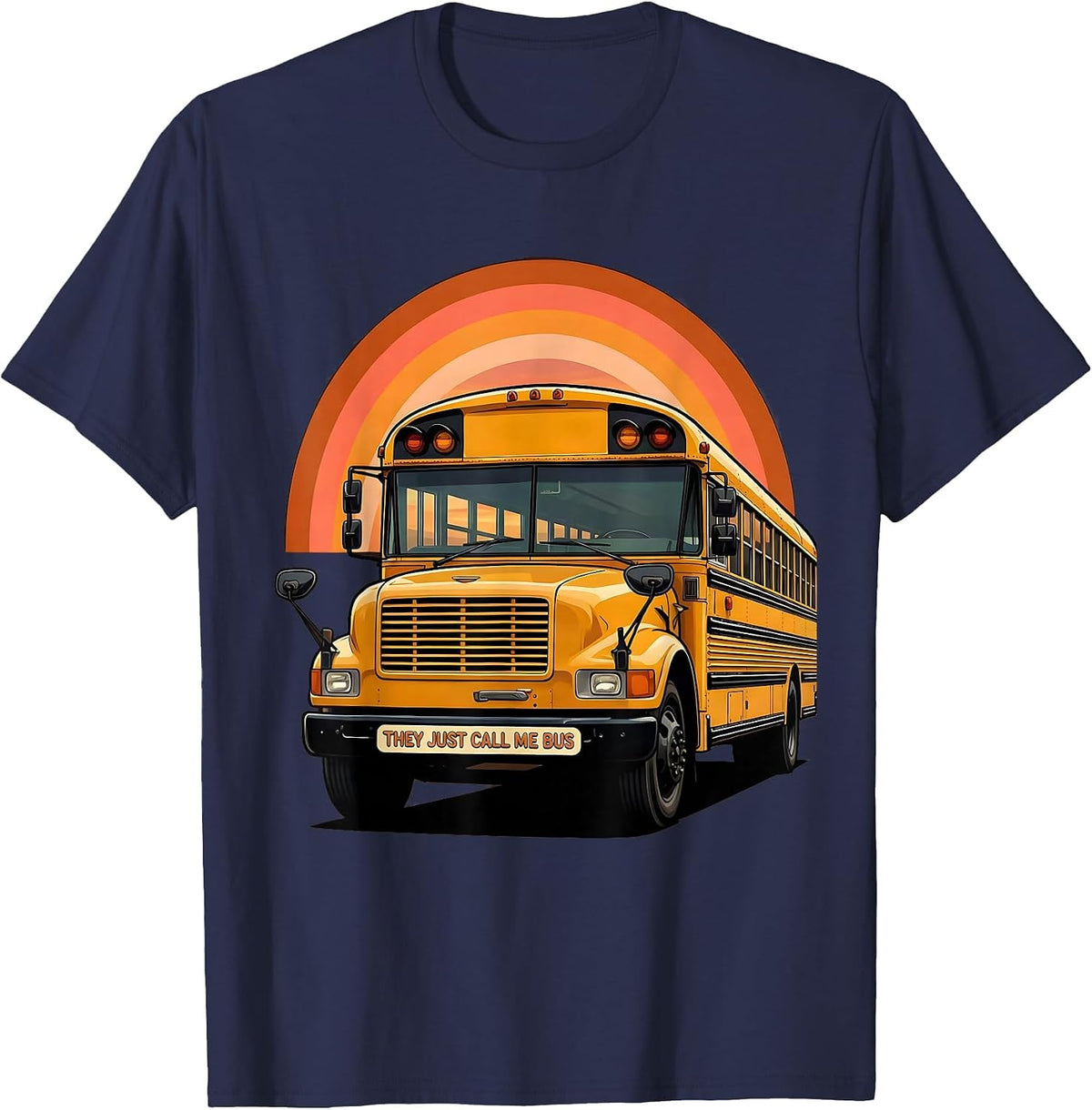 Men's They Just Call Me Bus Retro 70s Funny School Bus Driver T-Shirt - Navy Blue