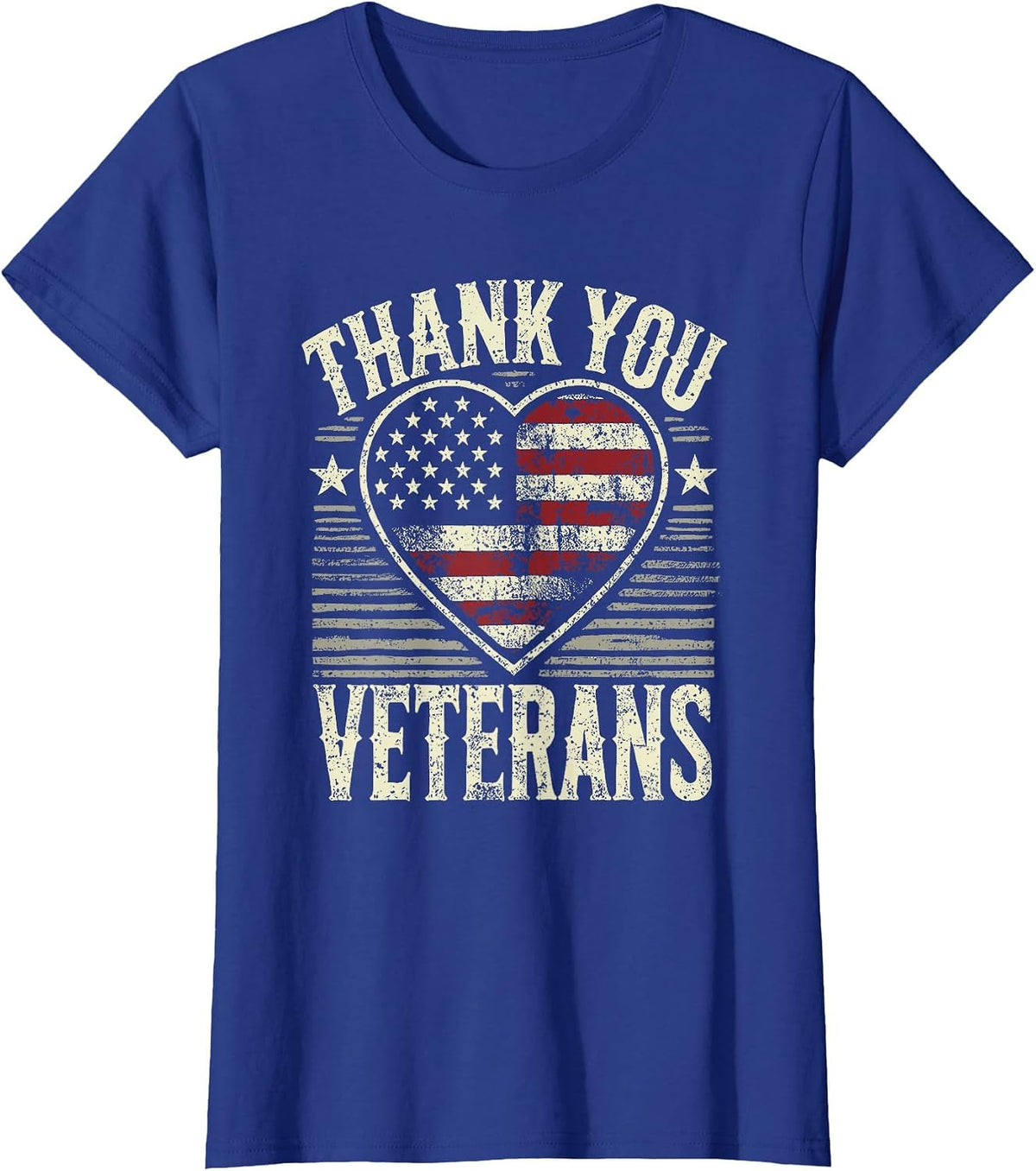 Thank You Veterans Patriotic American Flag Veterans Day 2024 T-Shirt - Royal Blue