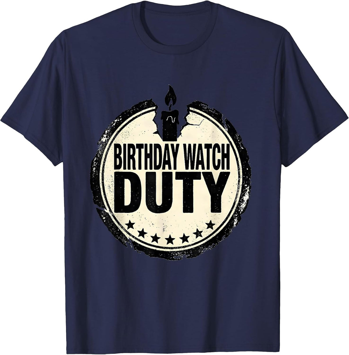 Men's Birthday Watch Duty Rubber Stamp Birthday Crew Squad Party T-Shirt - Navy Blue