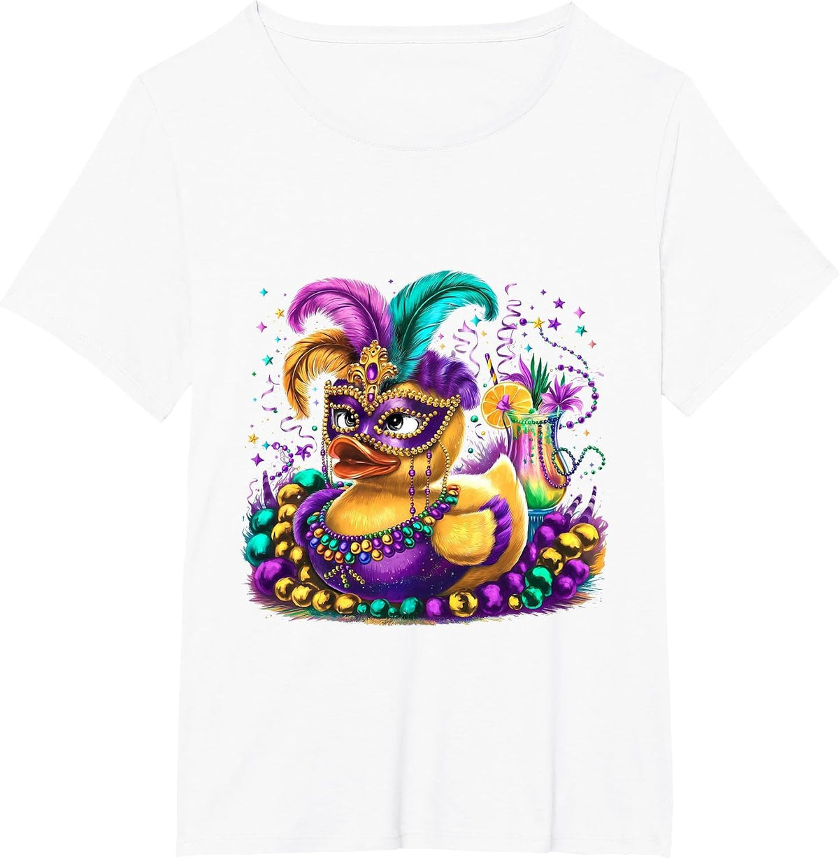 Mardi Gras Rubber Duck Costume Carnival Funny Mardi Gras T-Shirt - White