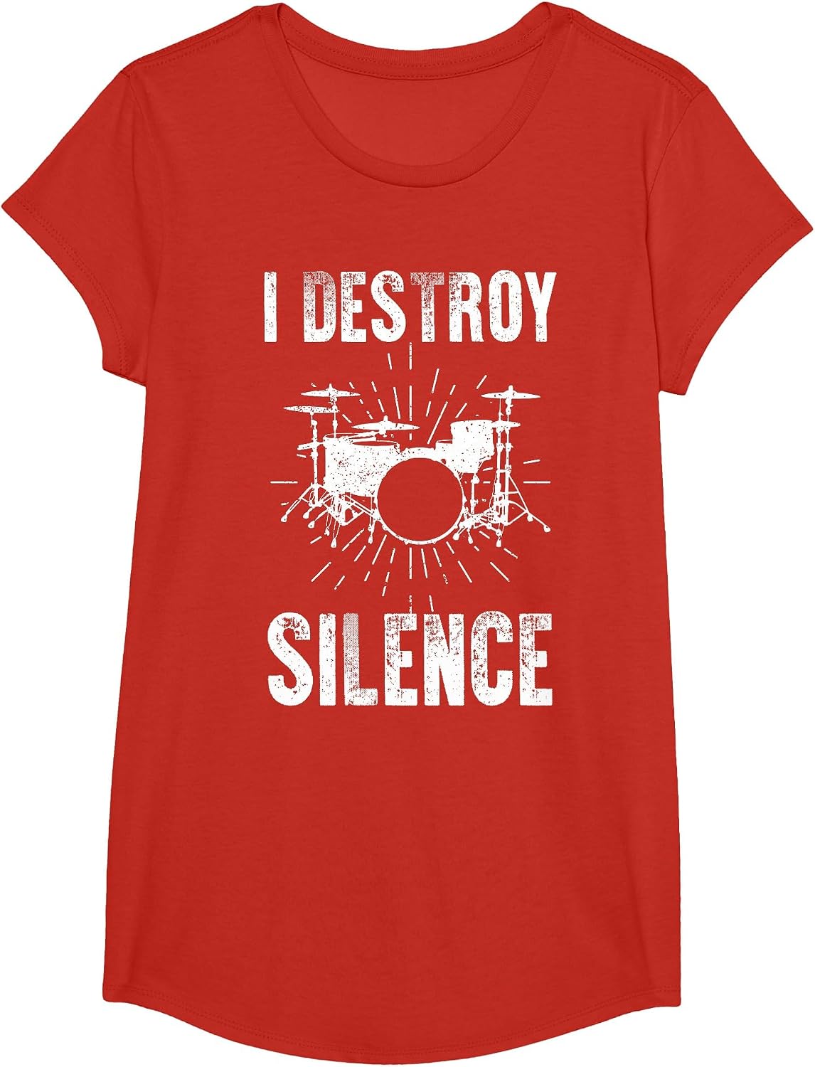 Funny Drummer Art for Men Women Drumming Musician Drum Set T-Shirt - Girls Red