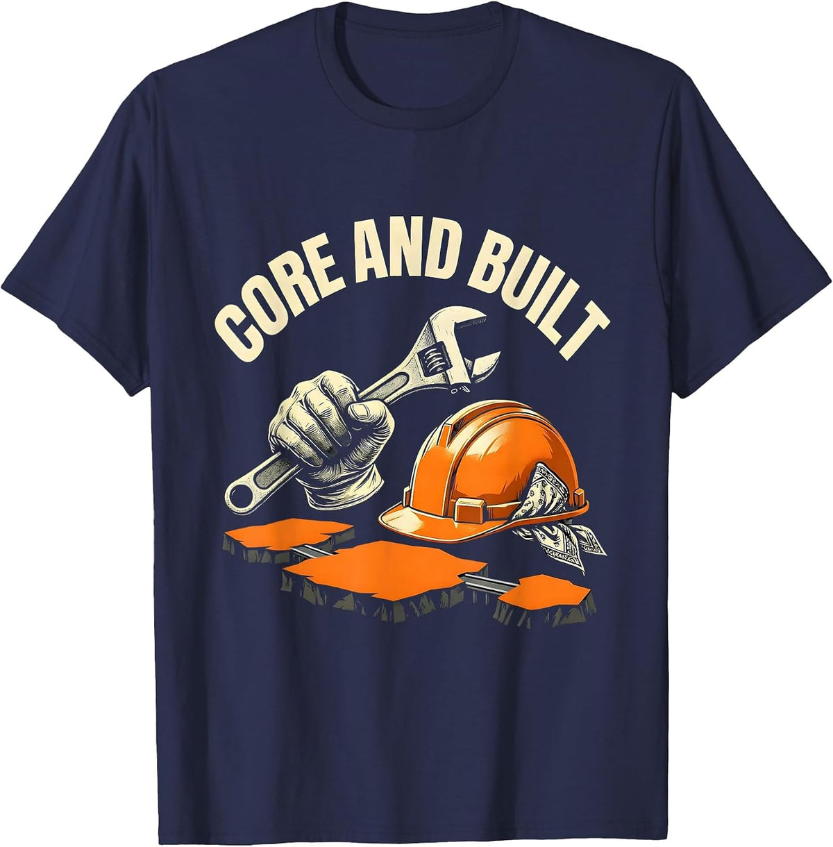CORE AND BUILT Union Strong Labor Pride Skilled Worker T-Shirt - Navy Blue