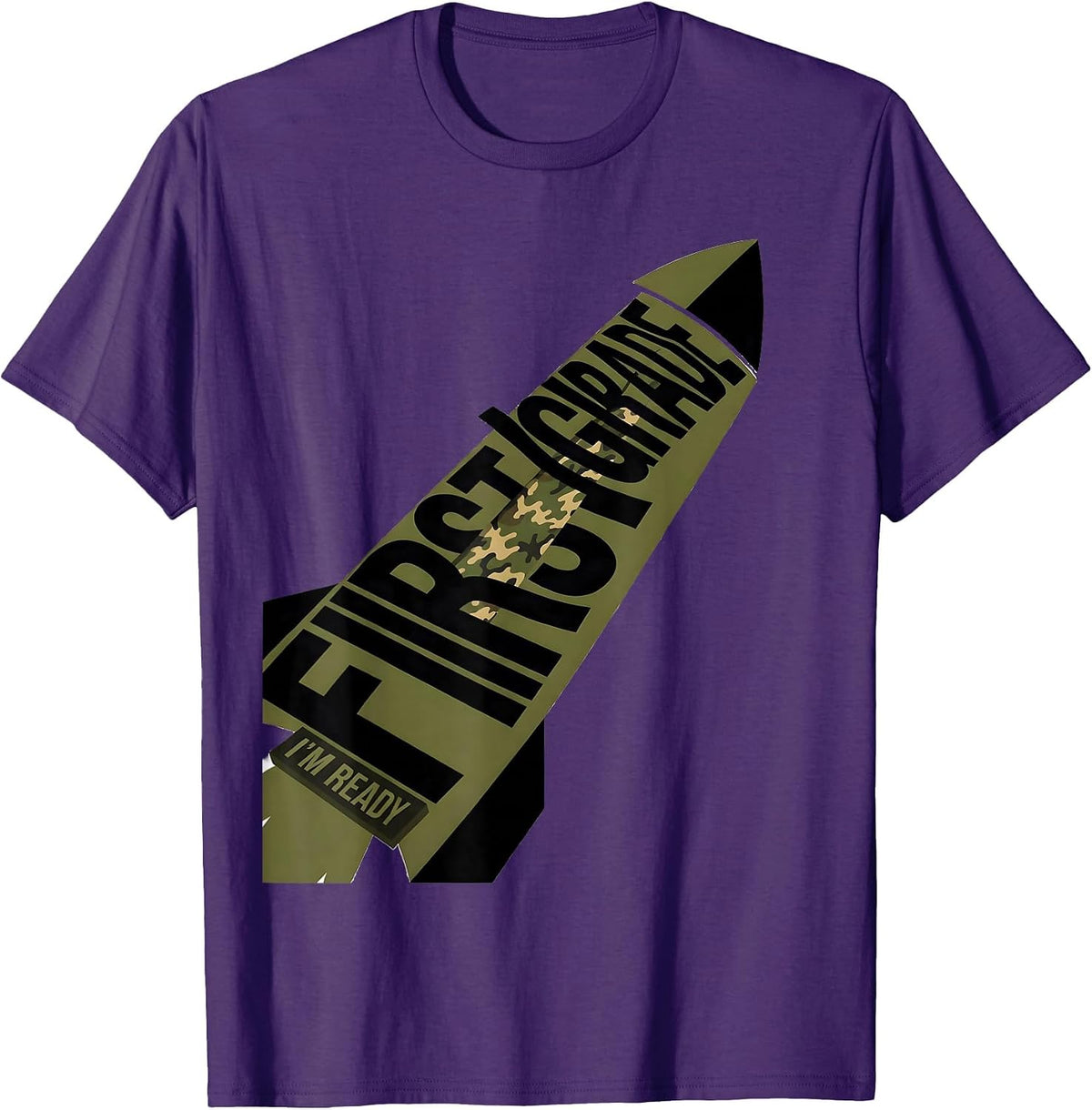 Men's First Grade I'm Ready Camo Back To School Boy Teacher T-Shirt - Purple
