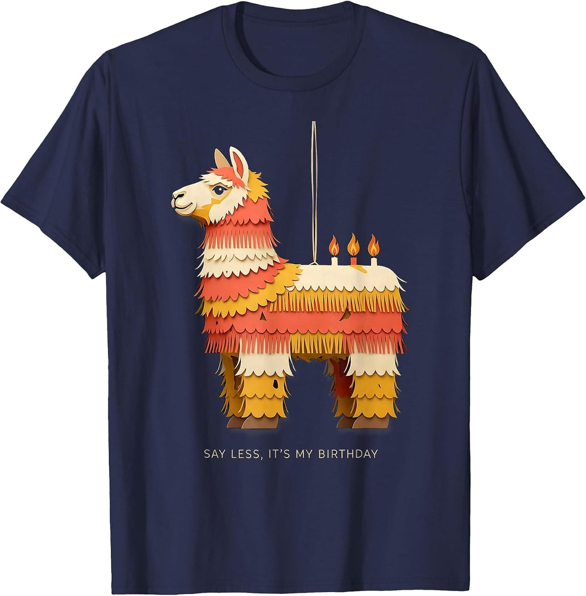Men's Say Less, It's My Birthday Funny Llama Piñata Bday Boy Kids T-Shirt - Navy Blue