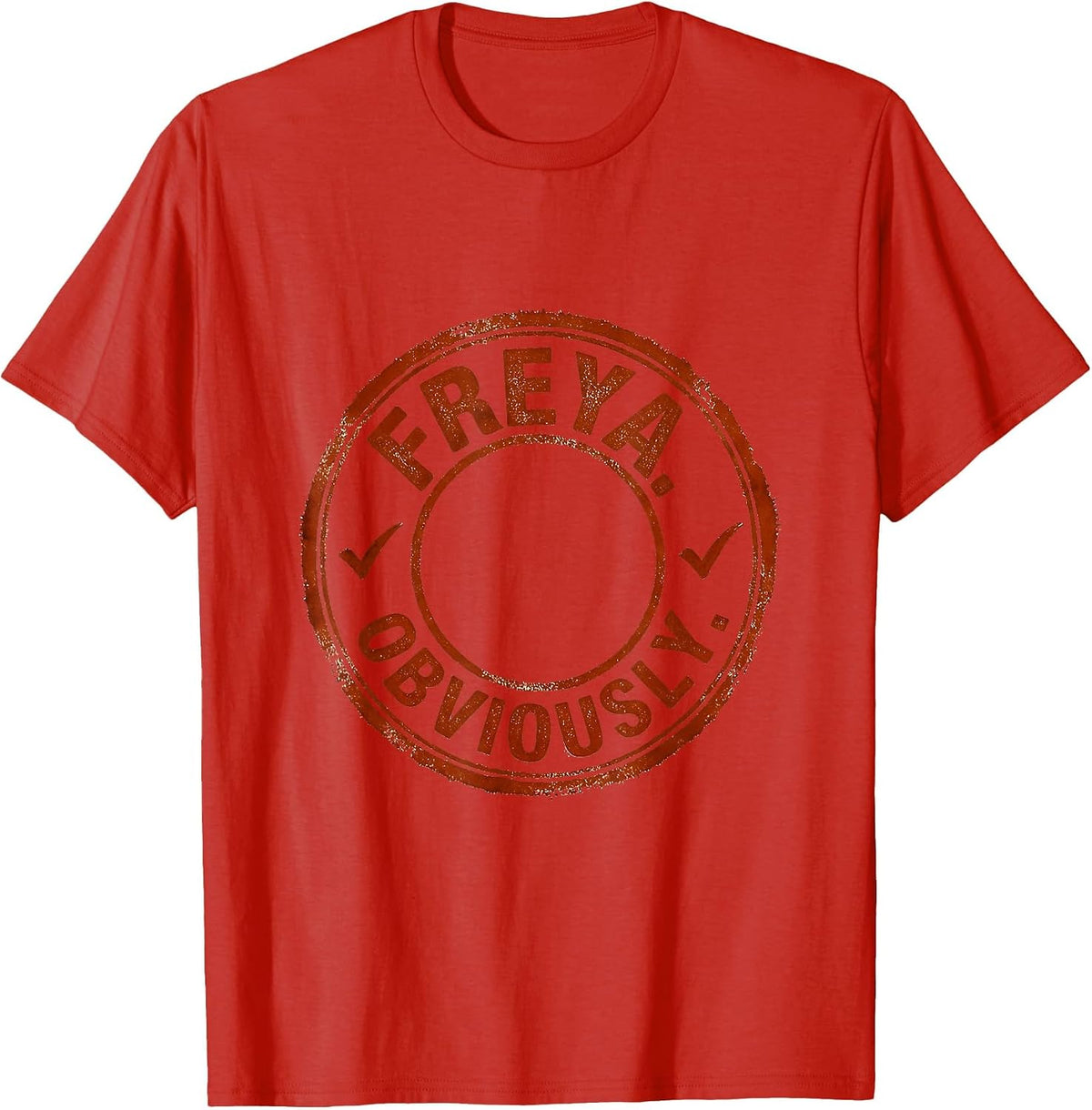 Men's Freya Obviously Rubber Stamp Personalized First Name Era T-Shirt - Red