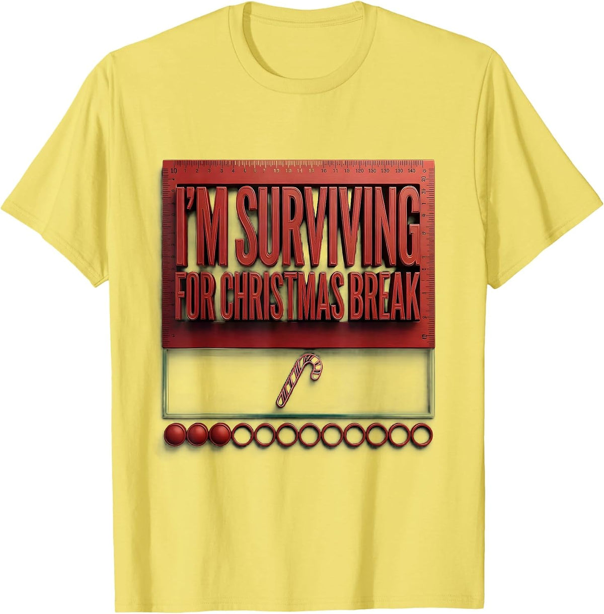 Men's I'm Surviving For Christmas Break Funny Teacher Sped Winter T-Shirt - Lemon Yellow