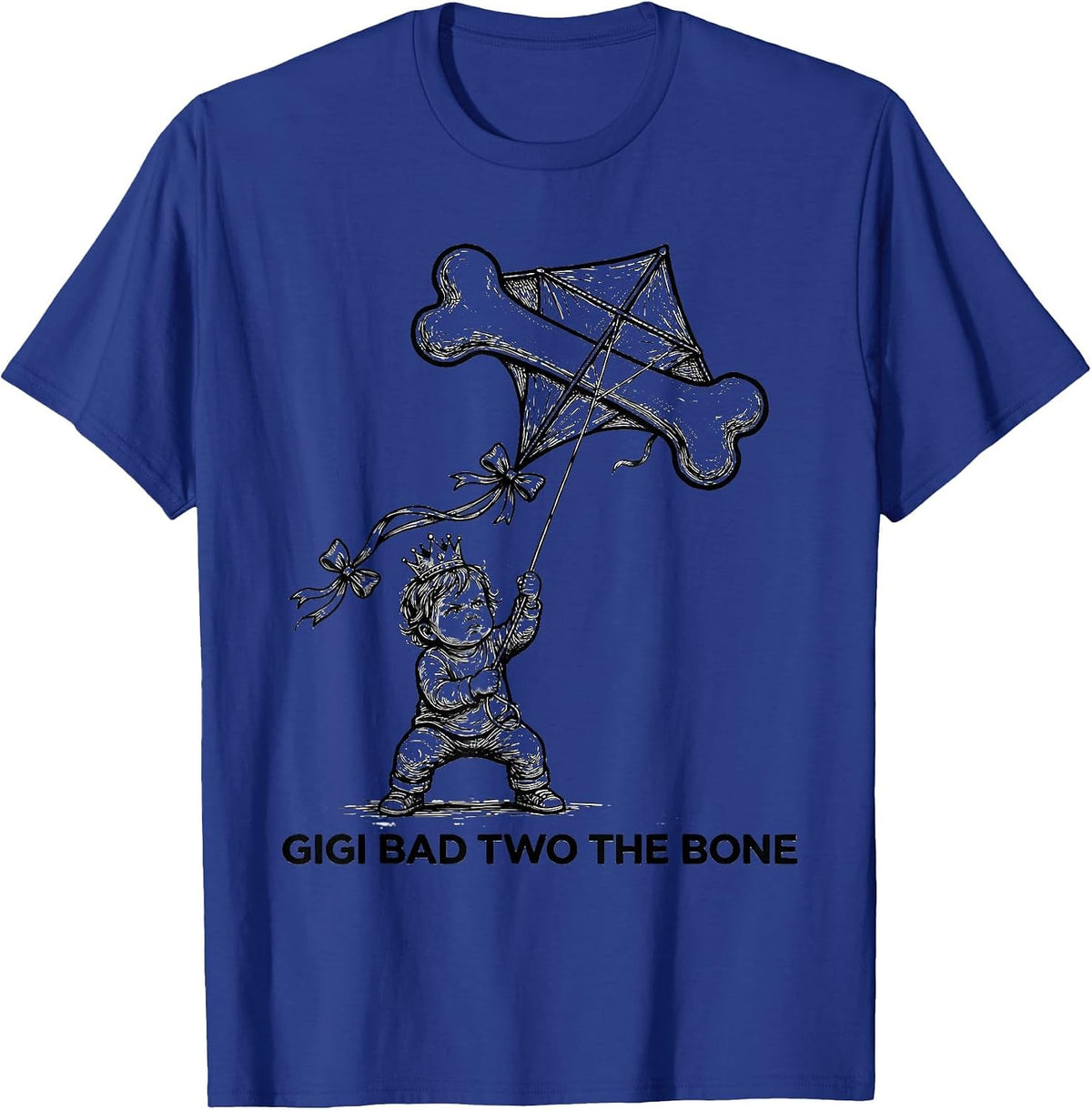 Gigi Bad Two The Bone Funny 2nd Birthday For Parents T-Shirt - Royal Blue