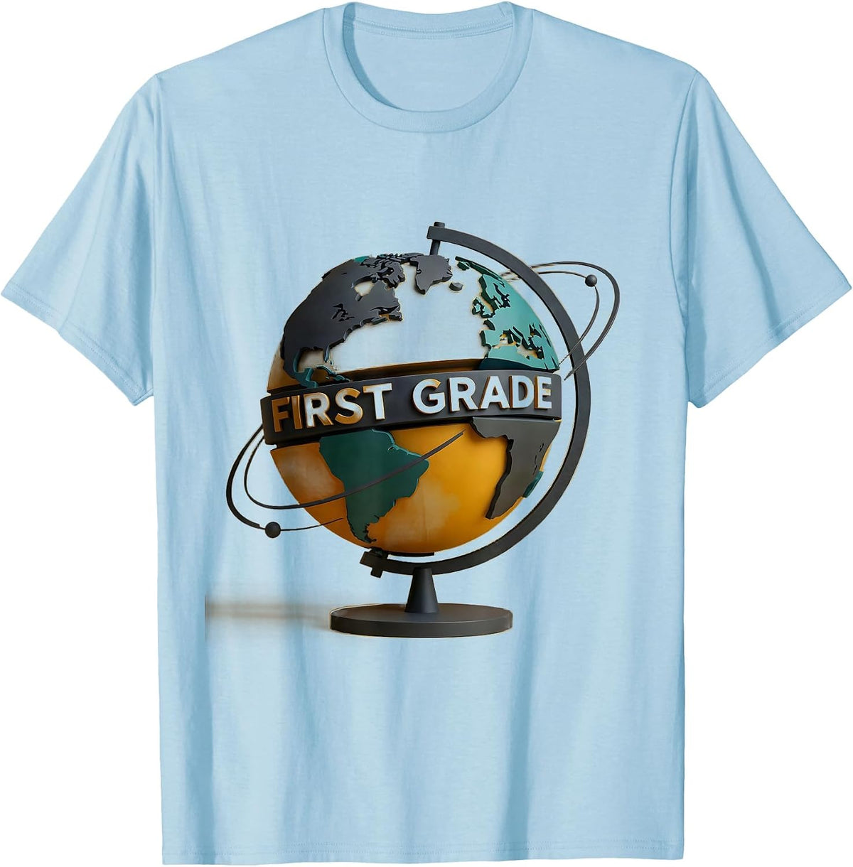 Men's First Grade Midcentury Modern Teacher Student Back To School T-Shirt - Baby Blue
