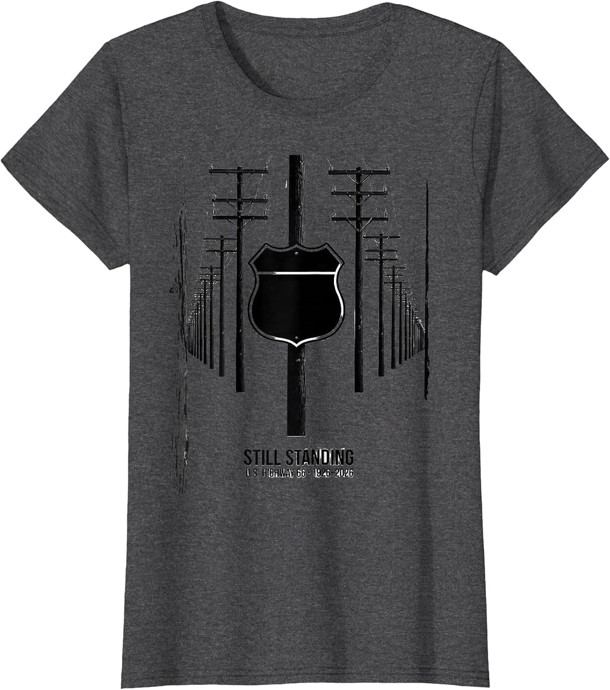 Women's Still Standing, U.S. Highway 66, 1926–2026 Vintage T-Shirt - Dark Heather Grey