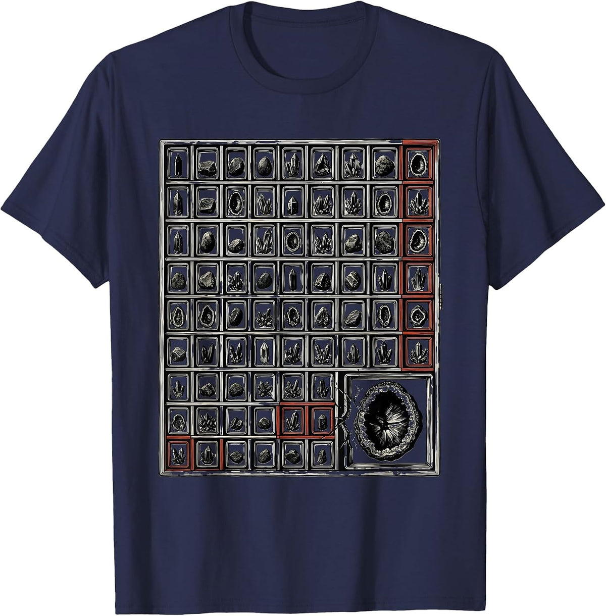 Type Case Mineral Collector Geology Humor Geode Hunter T-Shirt - Navy Blue