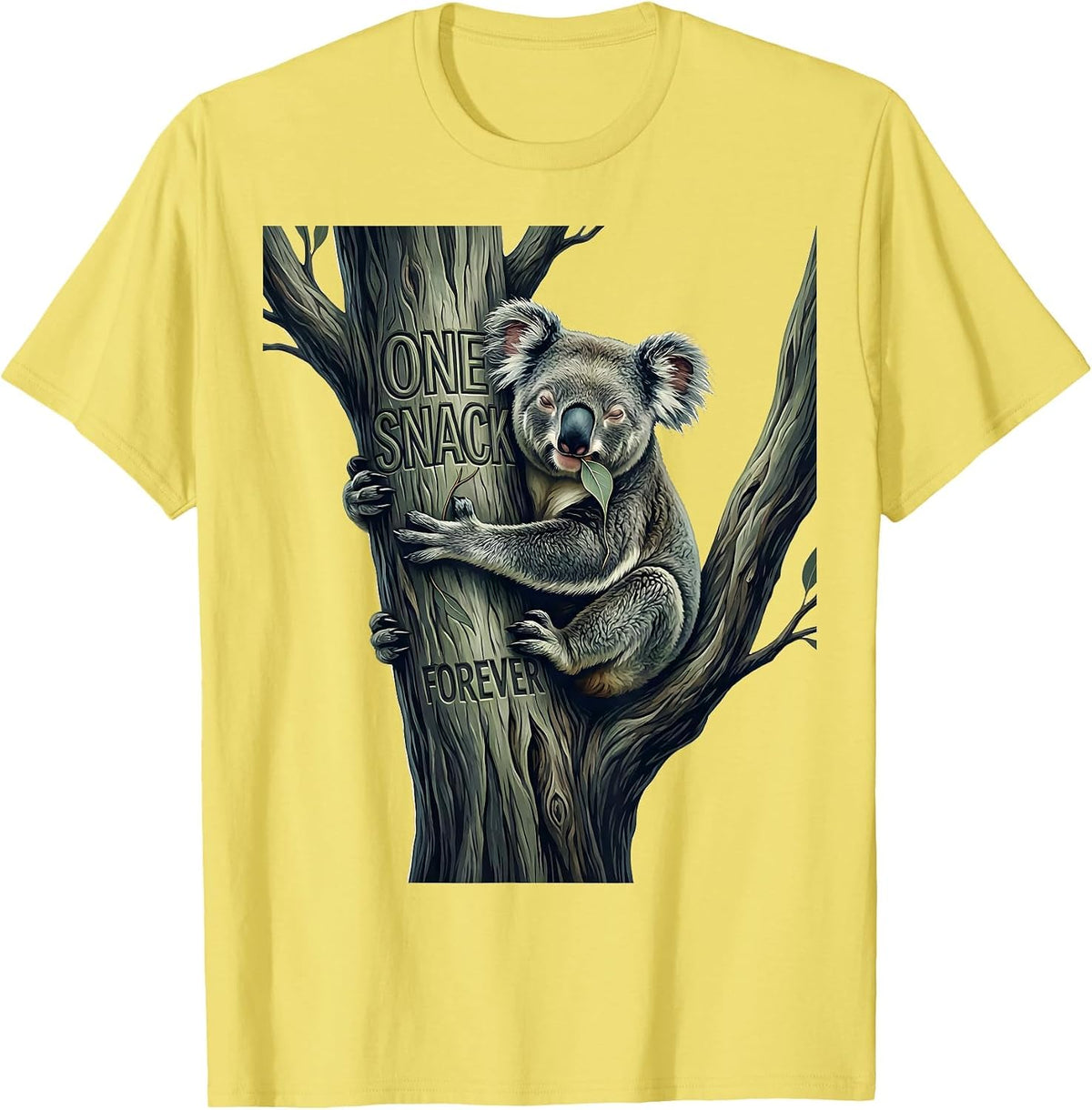 Men's One Snack Forever Funny Koala Animal Lover Cute Humor T-Shirt - Lemon Yellow