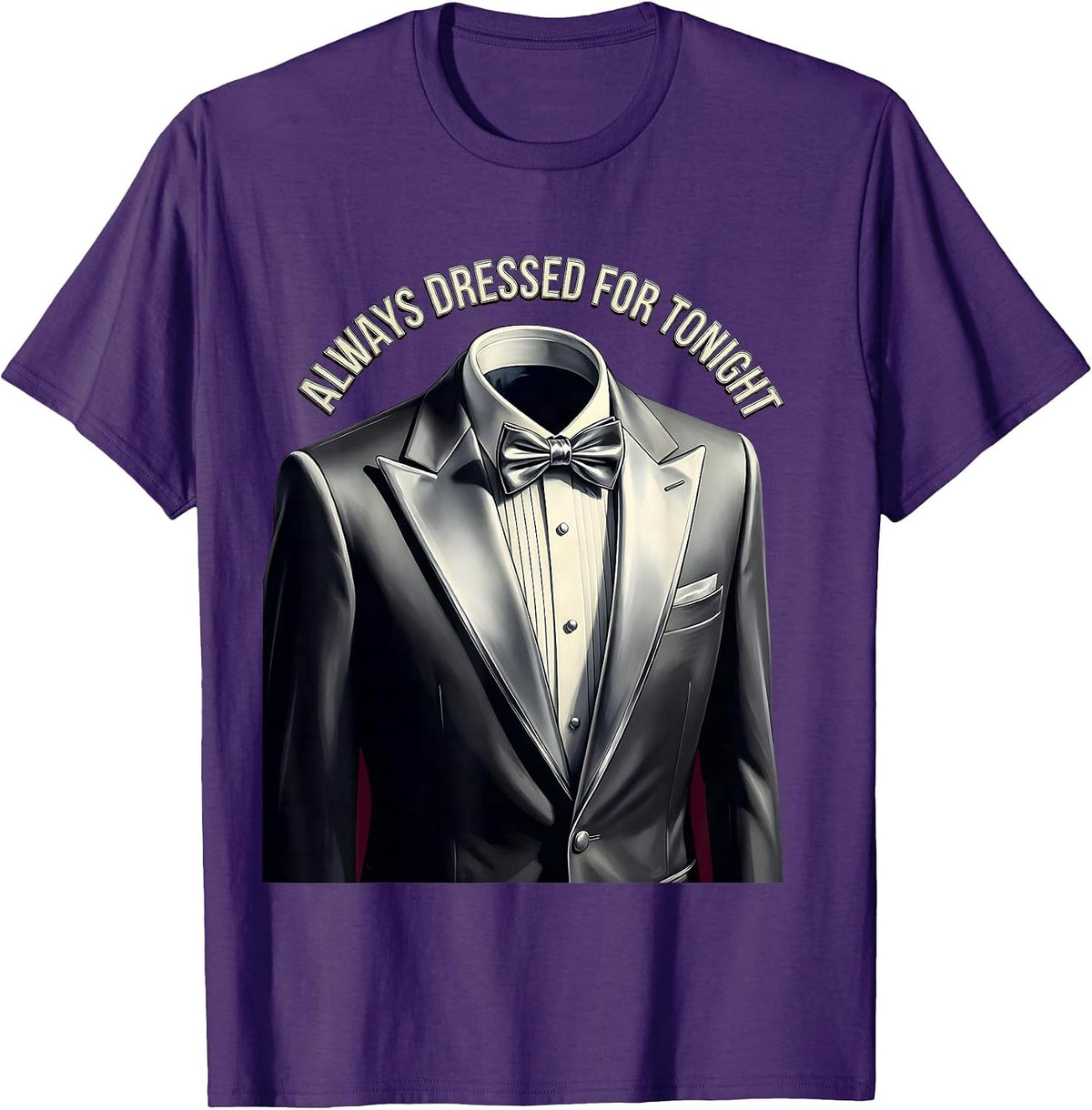 Always Dressed for Tonight Tuxedo Graphic T-Shirt - Purple