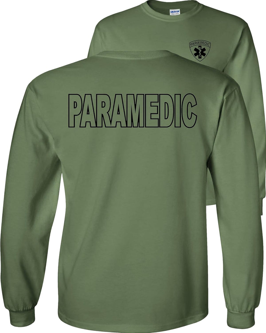 FAIR GAME Paramedic Long Sleeve Shirt Emergency Medical - Military Green-black Design