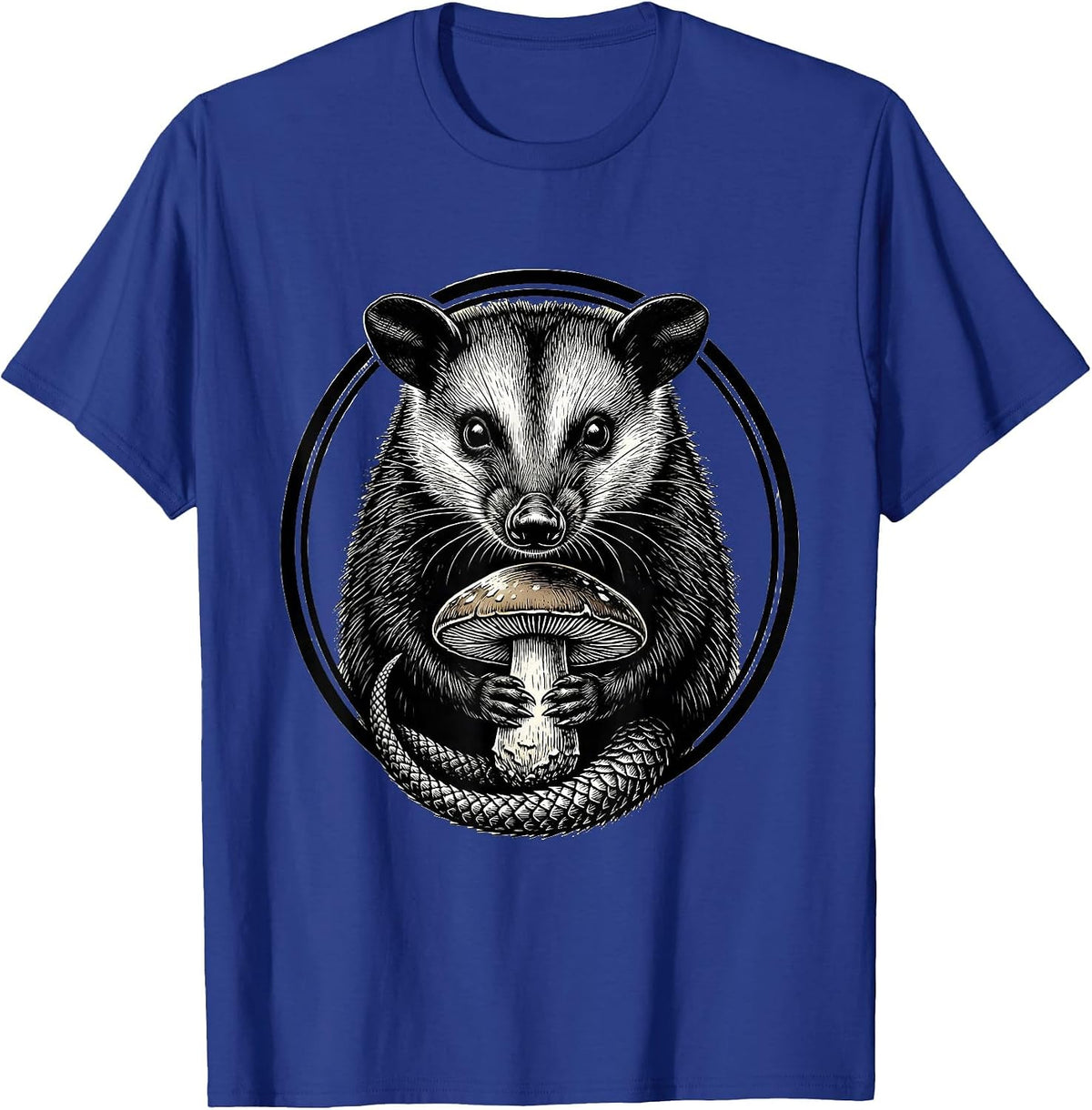 Men's Opossum Holding Mushroom Cute Wildlife Art T-Shirt - Royal Blue