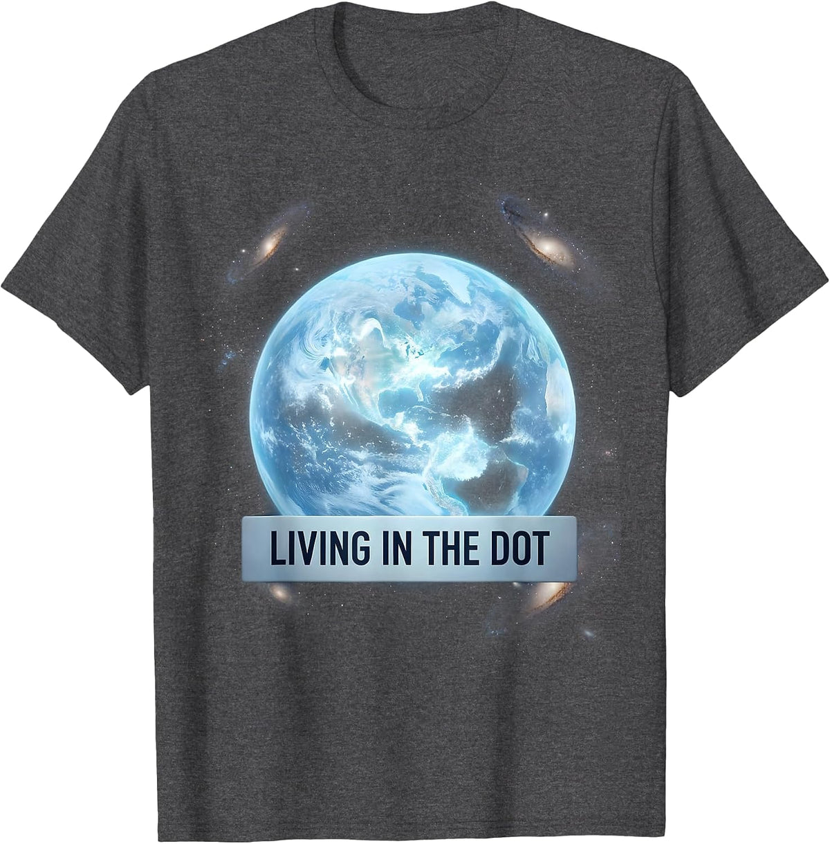 Living in the Dot Minimalist Graphic Design T-Shirt - Dark Heather Grey
