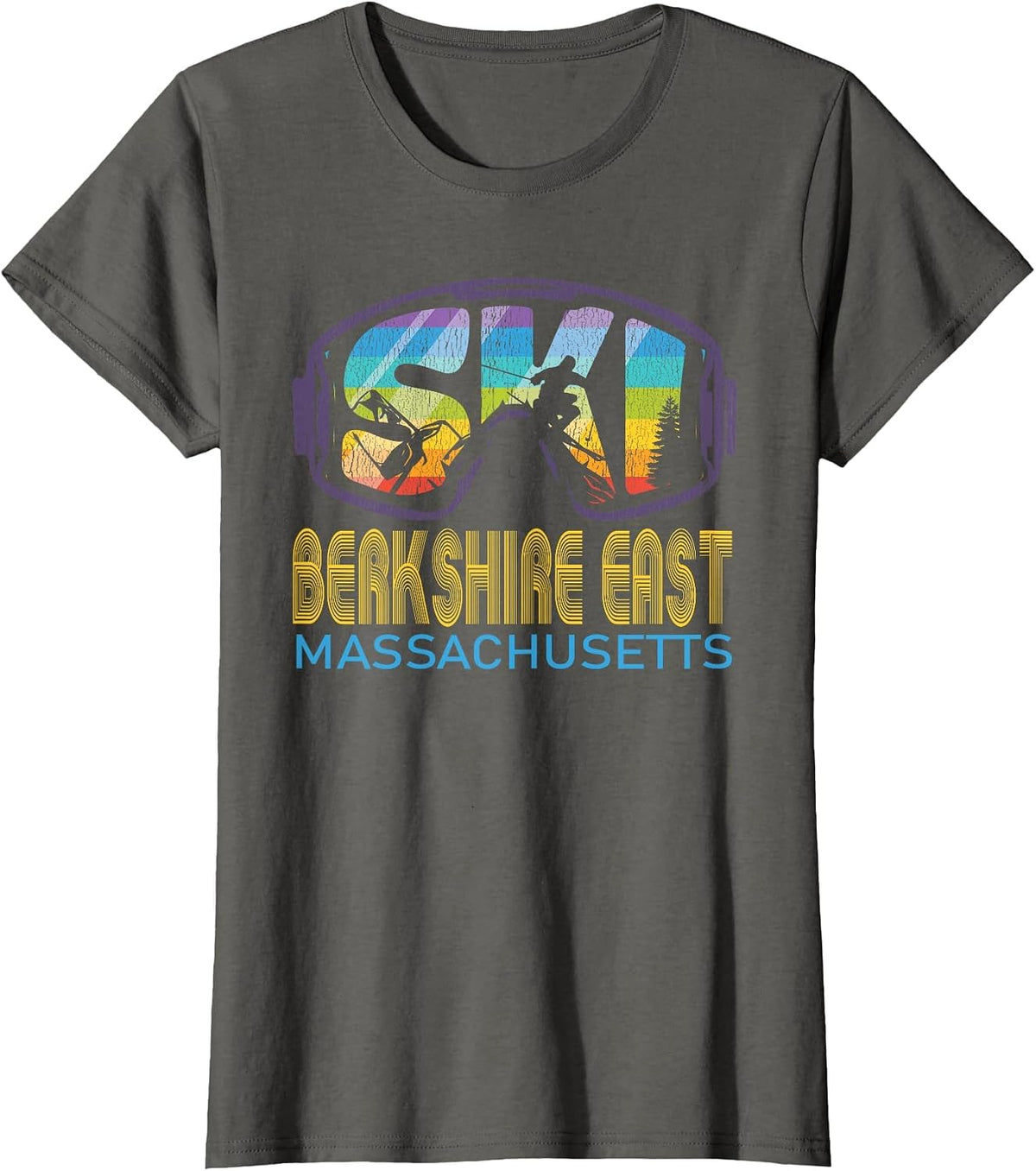 Ski Berkshire East Massachusetts Skiing Vacation T-Shirt - Asphalt Grey