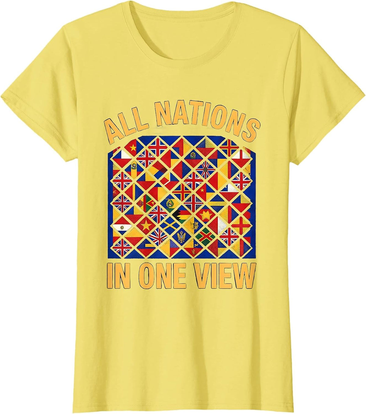 All Nations In One View International Travel Geography Lover T-Shirt - Lemon Yellow