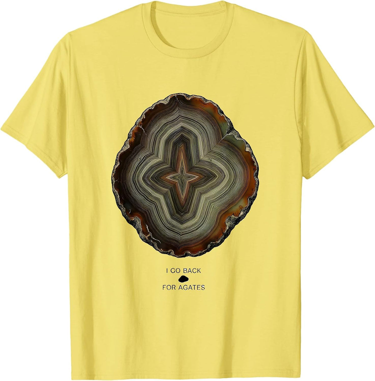 Men's I Go Back For Agates Botanical Rock Collector Geology Humor T-Shirt - Lemon Yellow