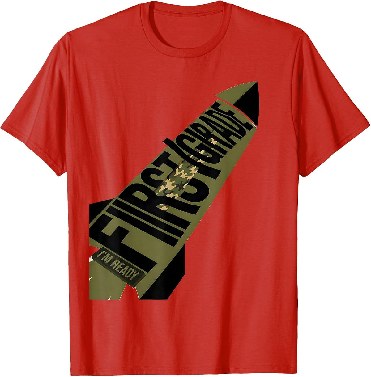 Men's First Grade I'm Ready Camo Back To School Boy Teacher T-Shirt - Red