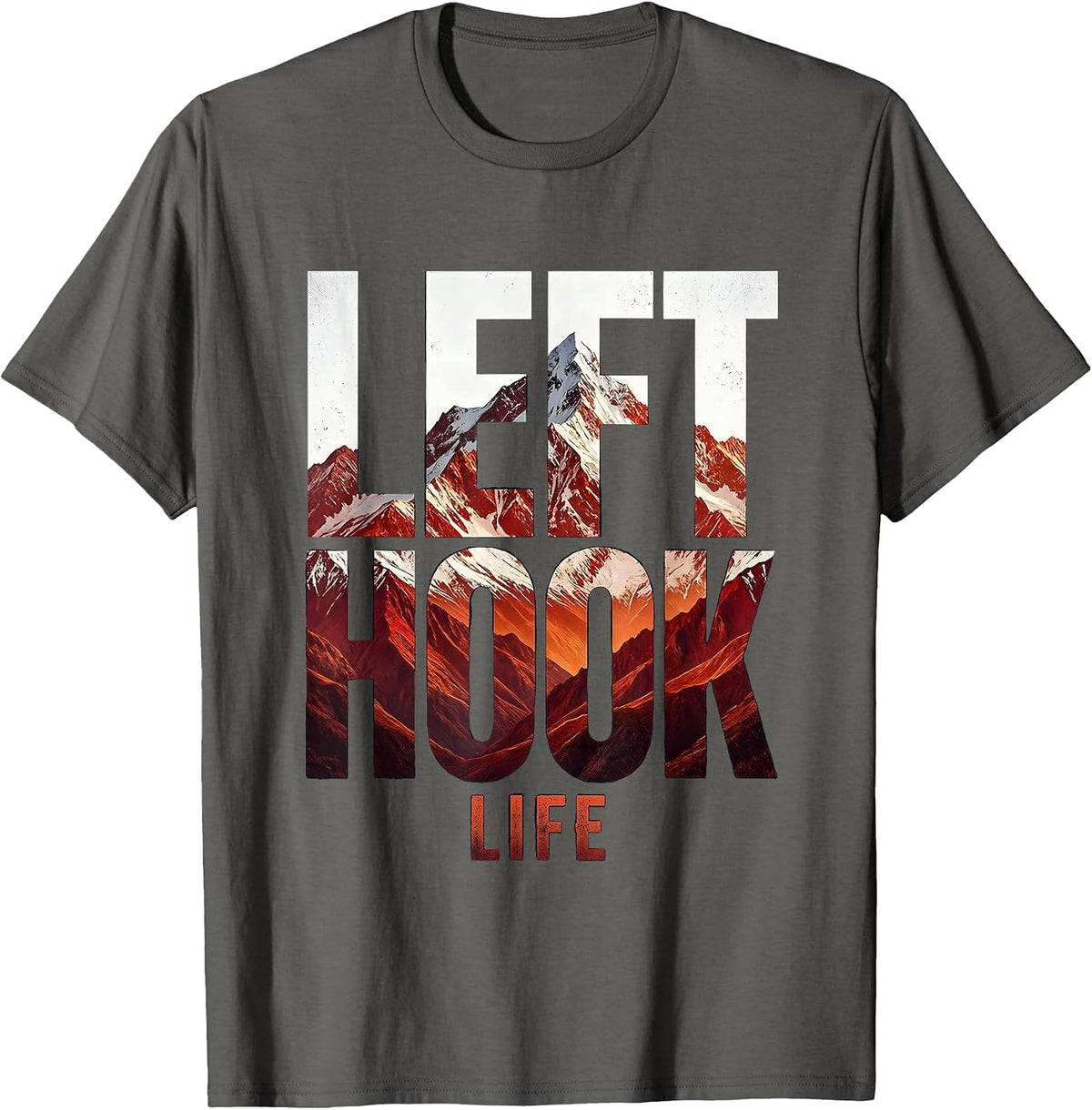 Left Hook Life Boxing Graphic Design T-Shirt - Asphalt Grey