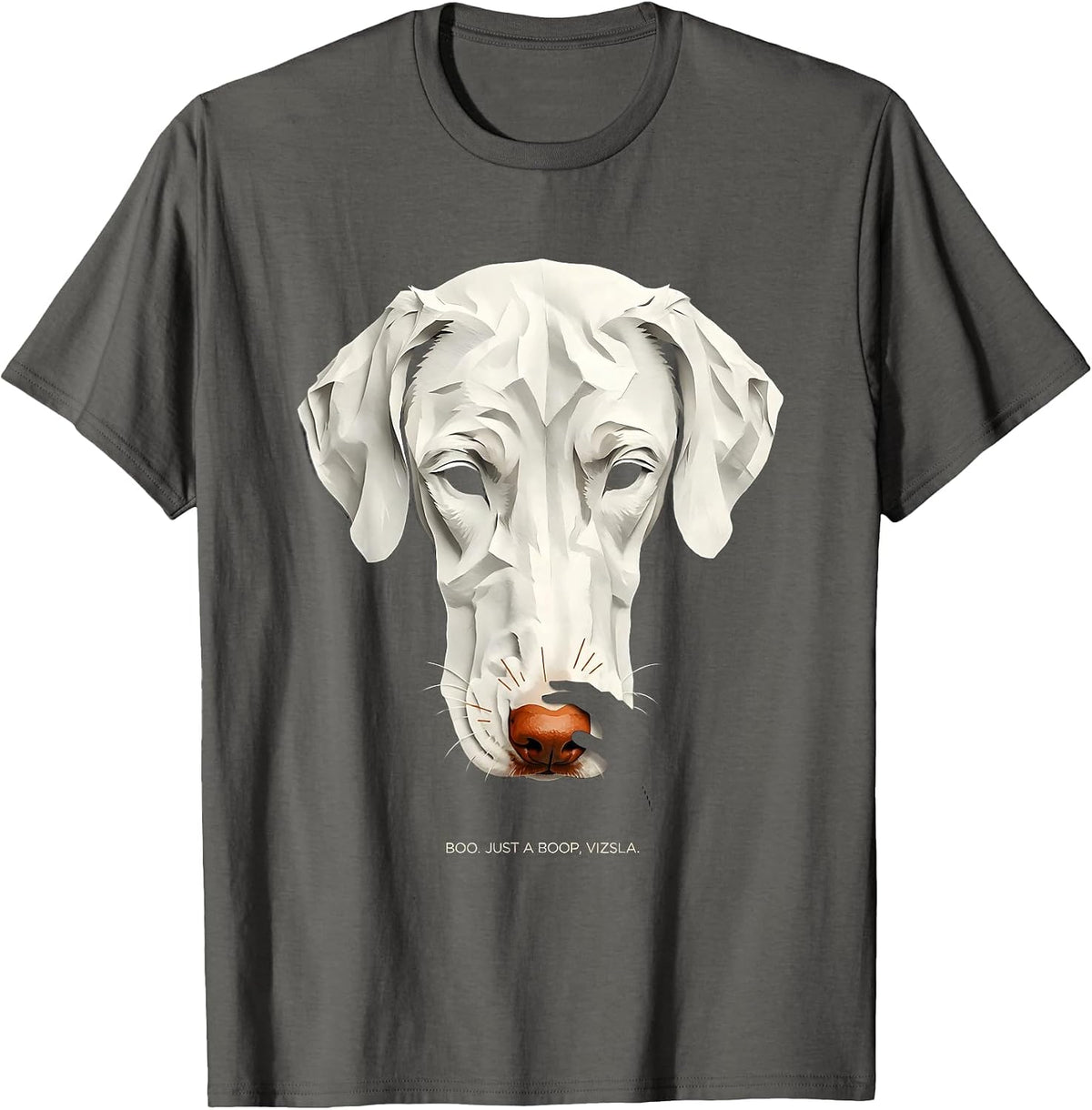 Boo Just A Boop Vizsla Funny Ghost Dog Lover Halloween T-Shirt - Asphalt Grey
