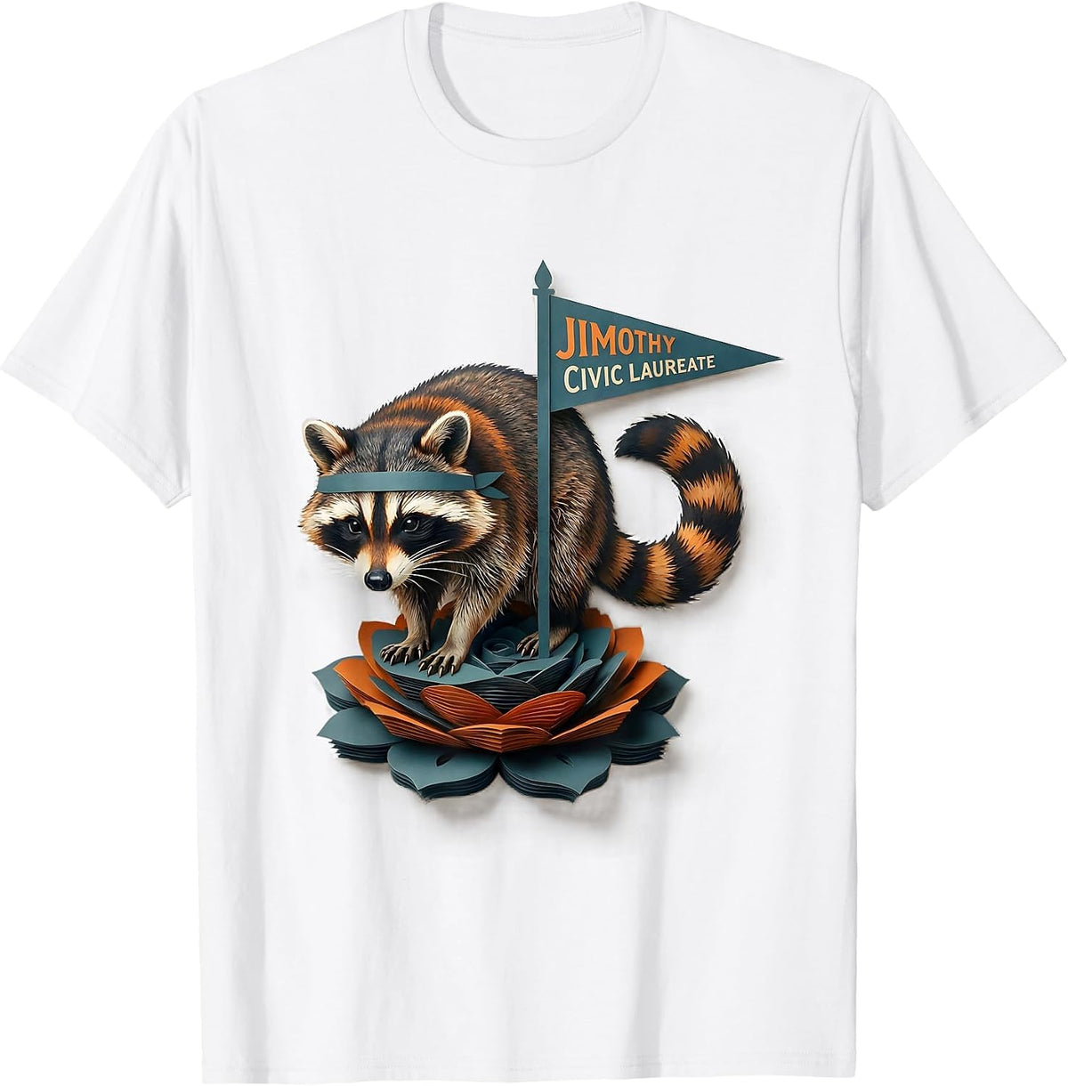 Men's Jimothy Civic Laureate Funny Raccoon Viral Meme Wildlife T-Shirt - White