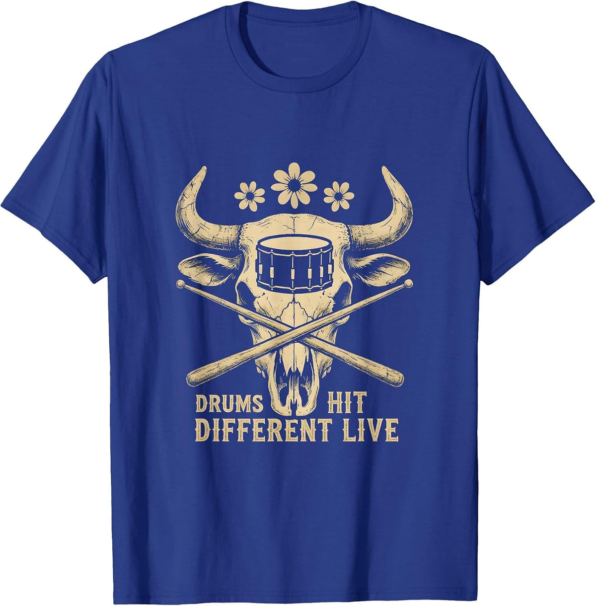 Drums Hit Different Live Music Drummer Design T-Shirt - Royal Blue