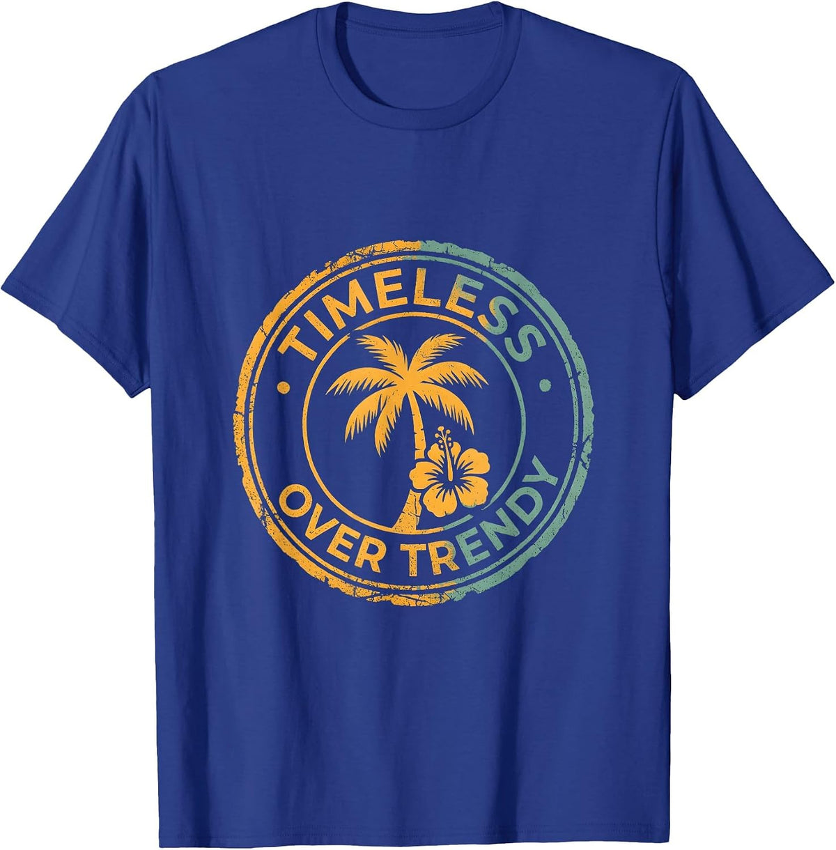 Timeless Over Trendy Vintage Graphic Design T-Shirt - Royal Blue