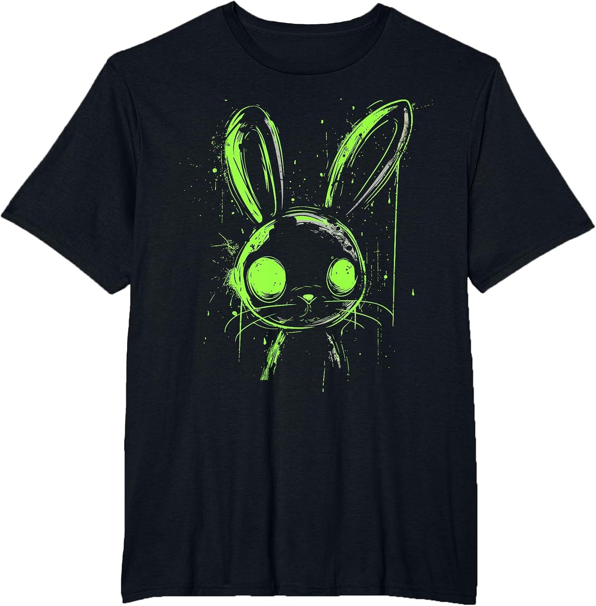 Pastel Goth Bunny Rabbit Green Creepy Cute Grunge Aesthetic T-Shirt - Black