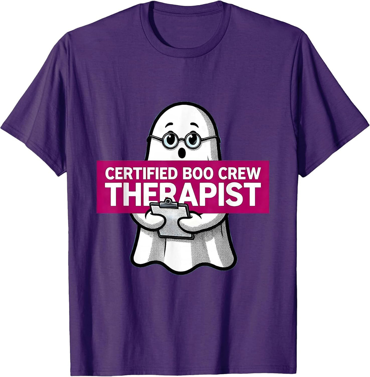 Certified Boo Crew Therapist Halloween Design T-Shirt - Purple