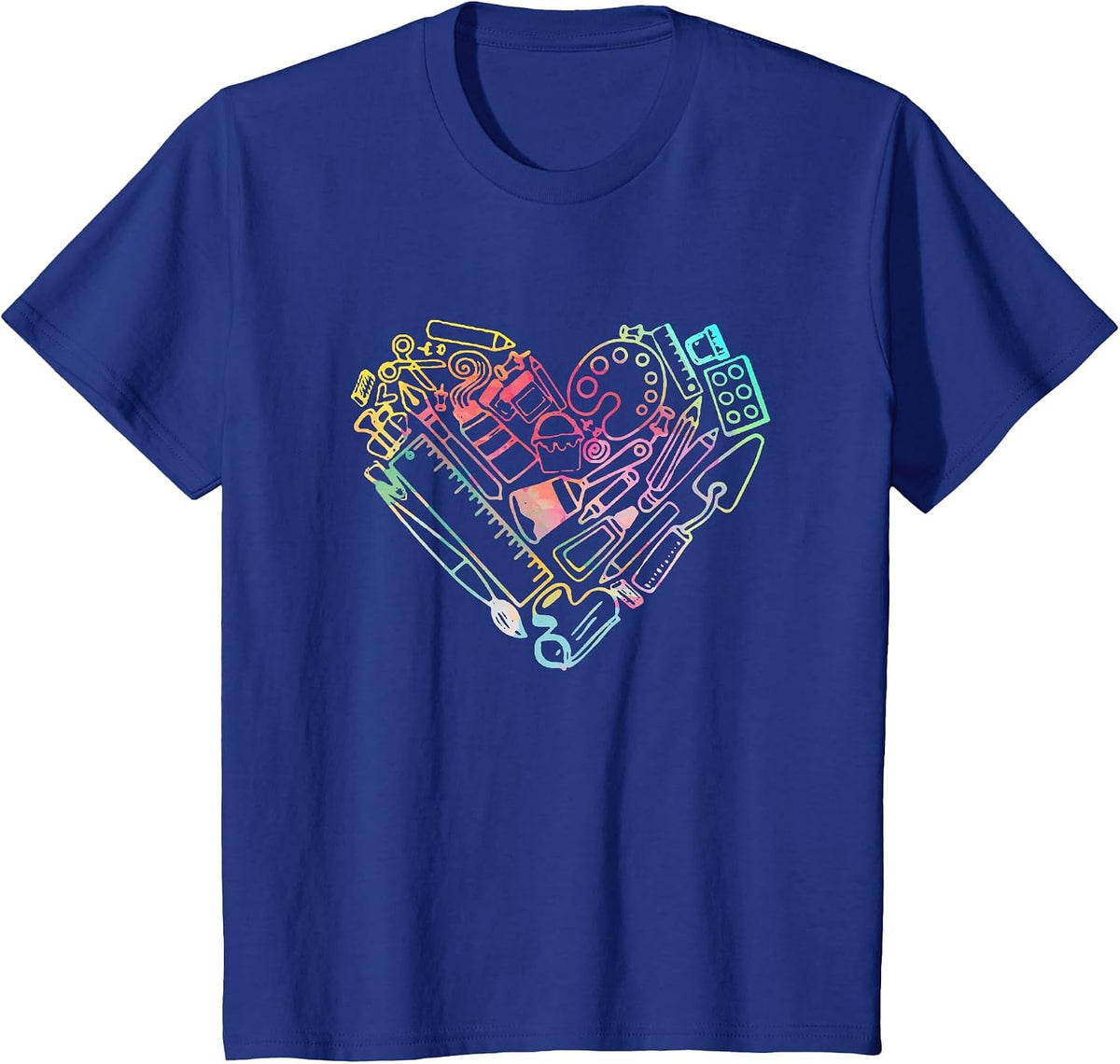 Heart Shape Love Watercolor Art Teacher Artists Painter T-Shirt - Royal Blue