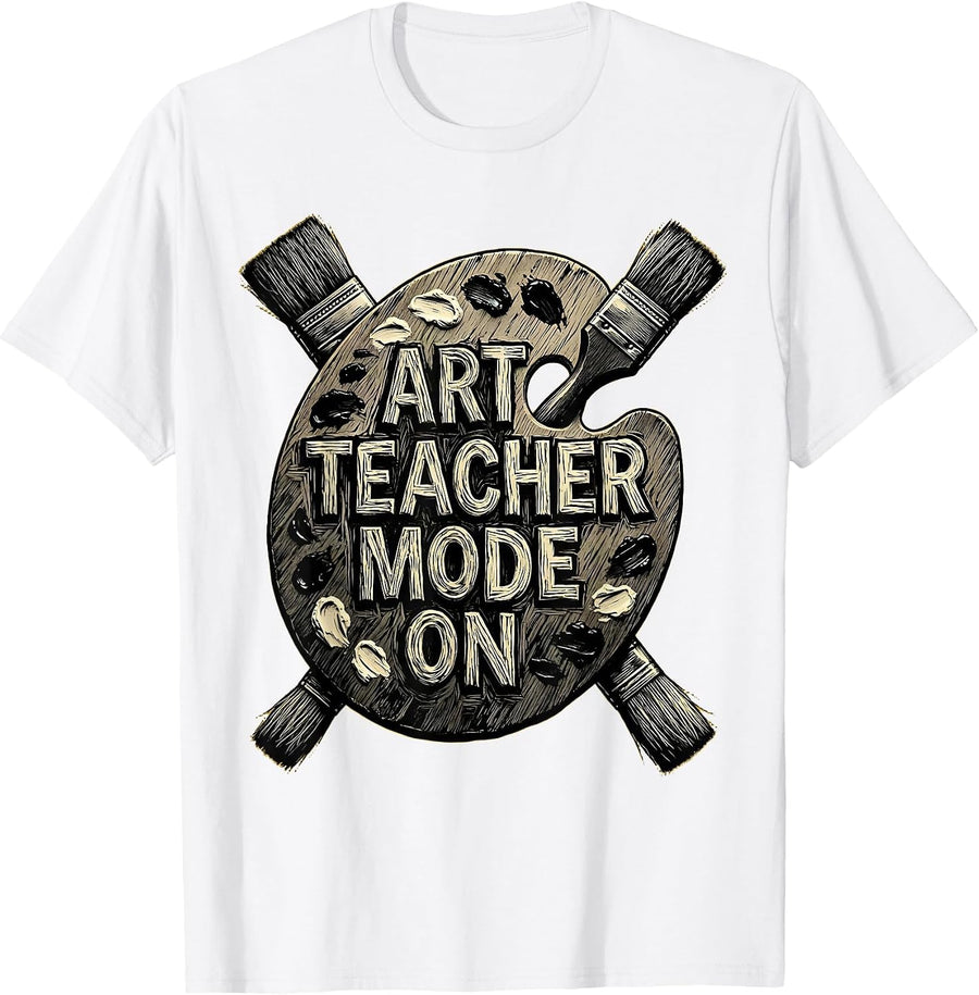 Men's Art Teacher Mode On Graphic Design T-Shirt - White