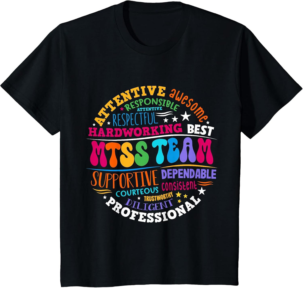 Groovy MTSS Team Coach School Counselor School Psychologist T-Shirt - Black