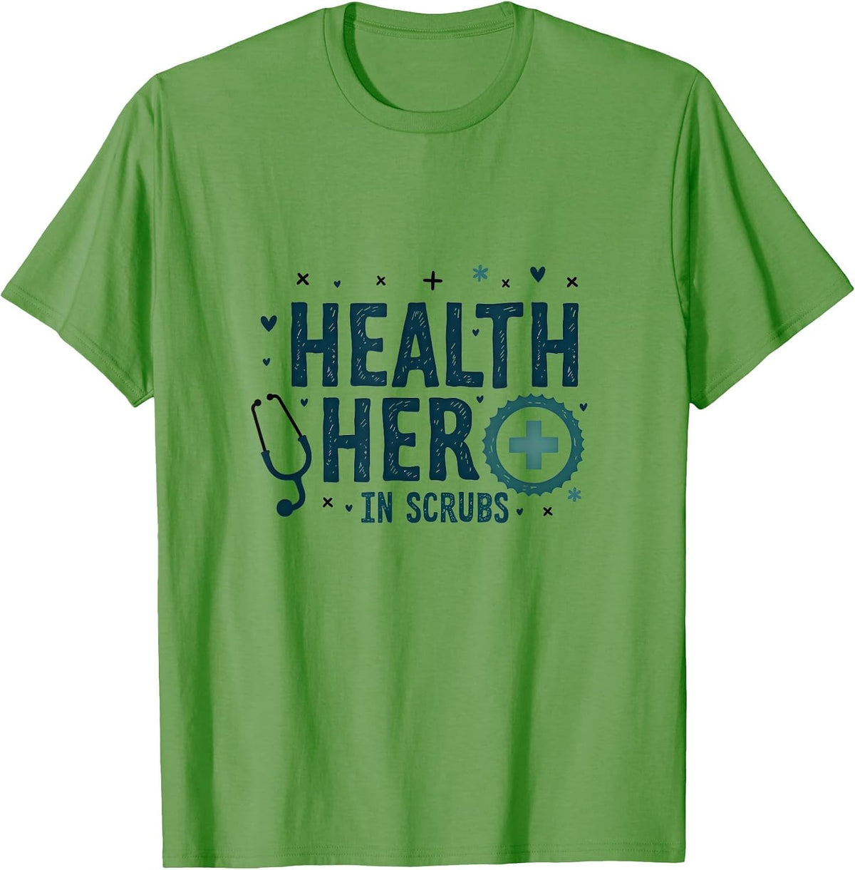 Health Hero in Scrubs School Nurse Design T-Shirt - Grass Green