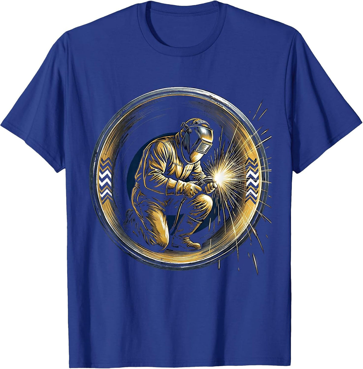 Men's Welder Inside Steel Pipe Graphic Tee T-Shirt - Royal Blue