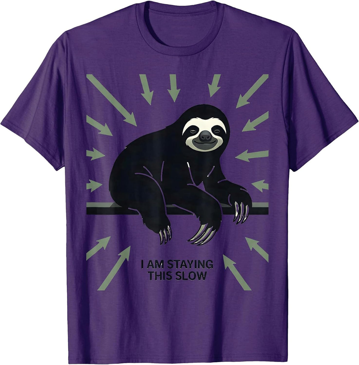 Men's I Am Staying This Slow Funny Sloth Lover Animal Humor Gift T-Shirt - Purple