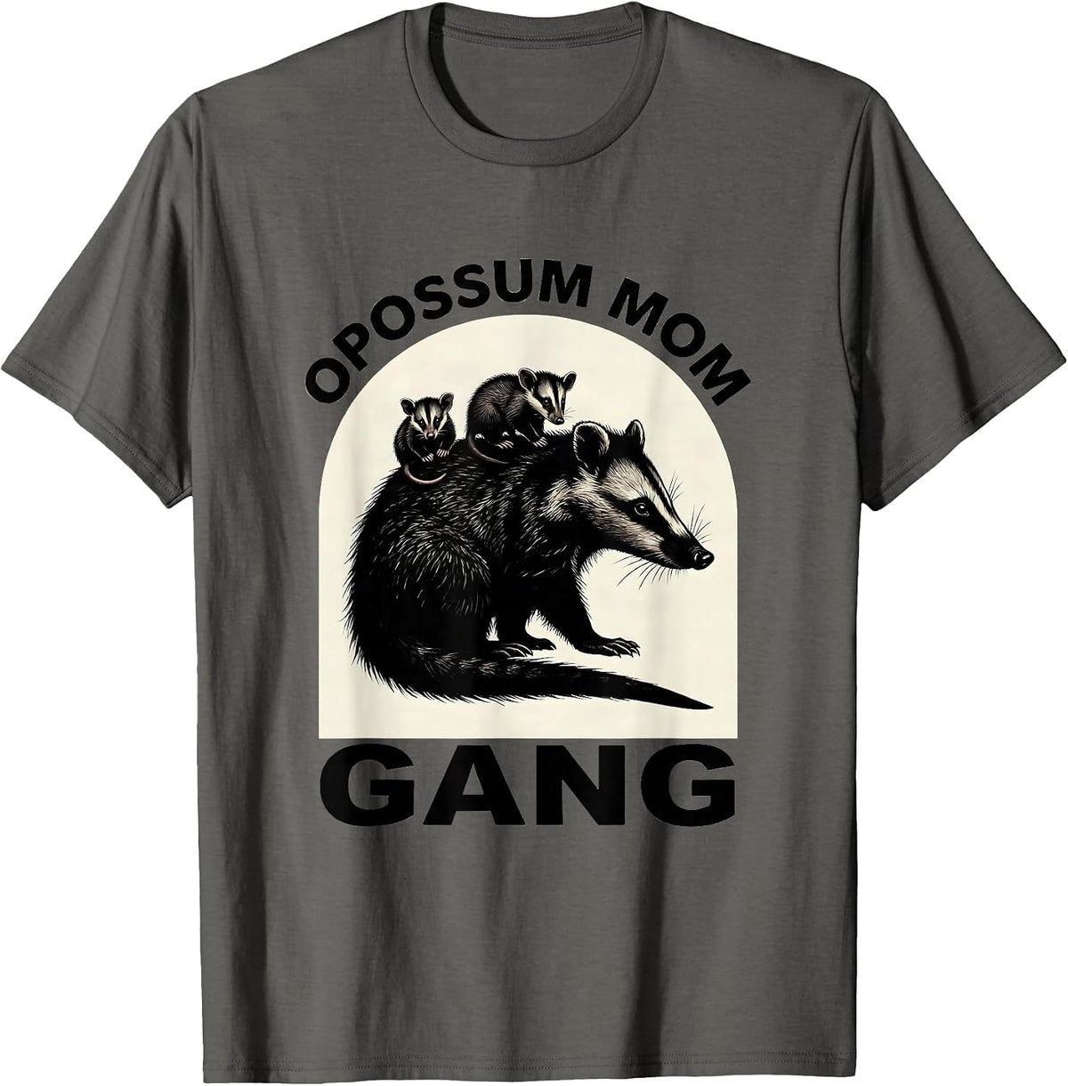Men's Opossum Mom Gang Wildlife Lover Design T-Shirt - Asphalt Grey