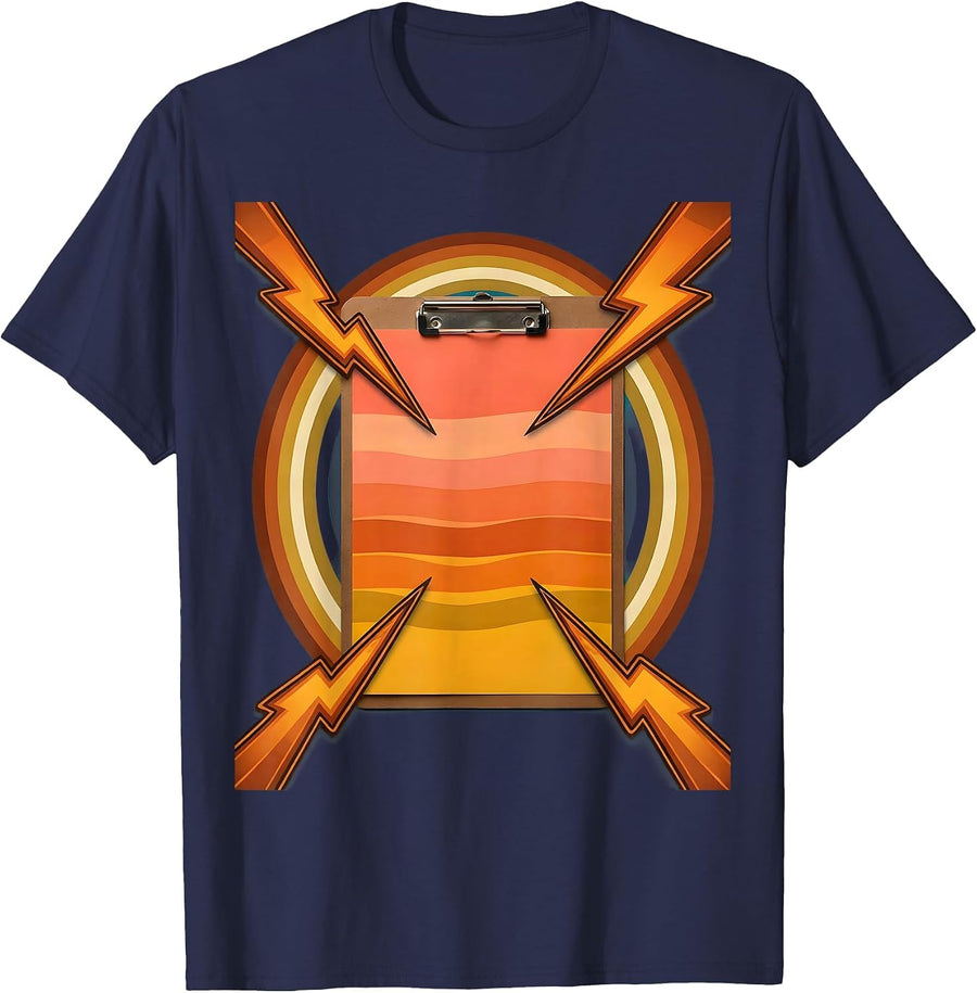 Chaos Coordinator Clipboard Lightning Bolt Graphic T-Shirt - Navy Blue