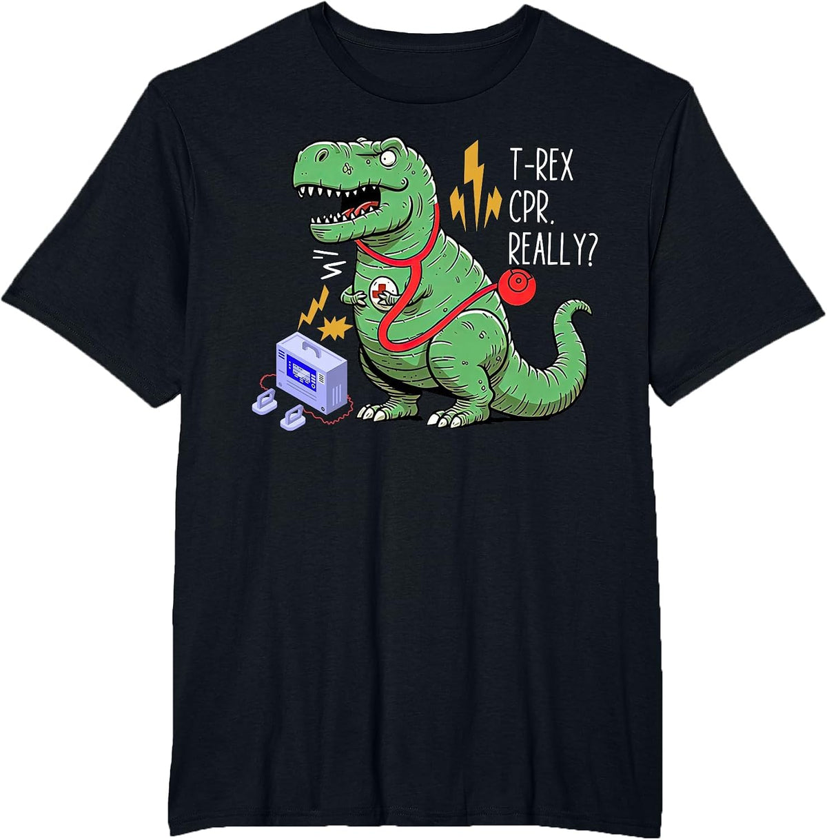 T-Rex CPR Really Dinosaur EMS Paramedic EMT Nurse T-Shirt - Black