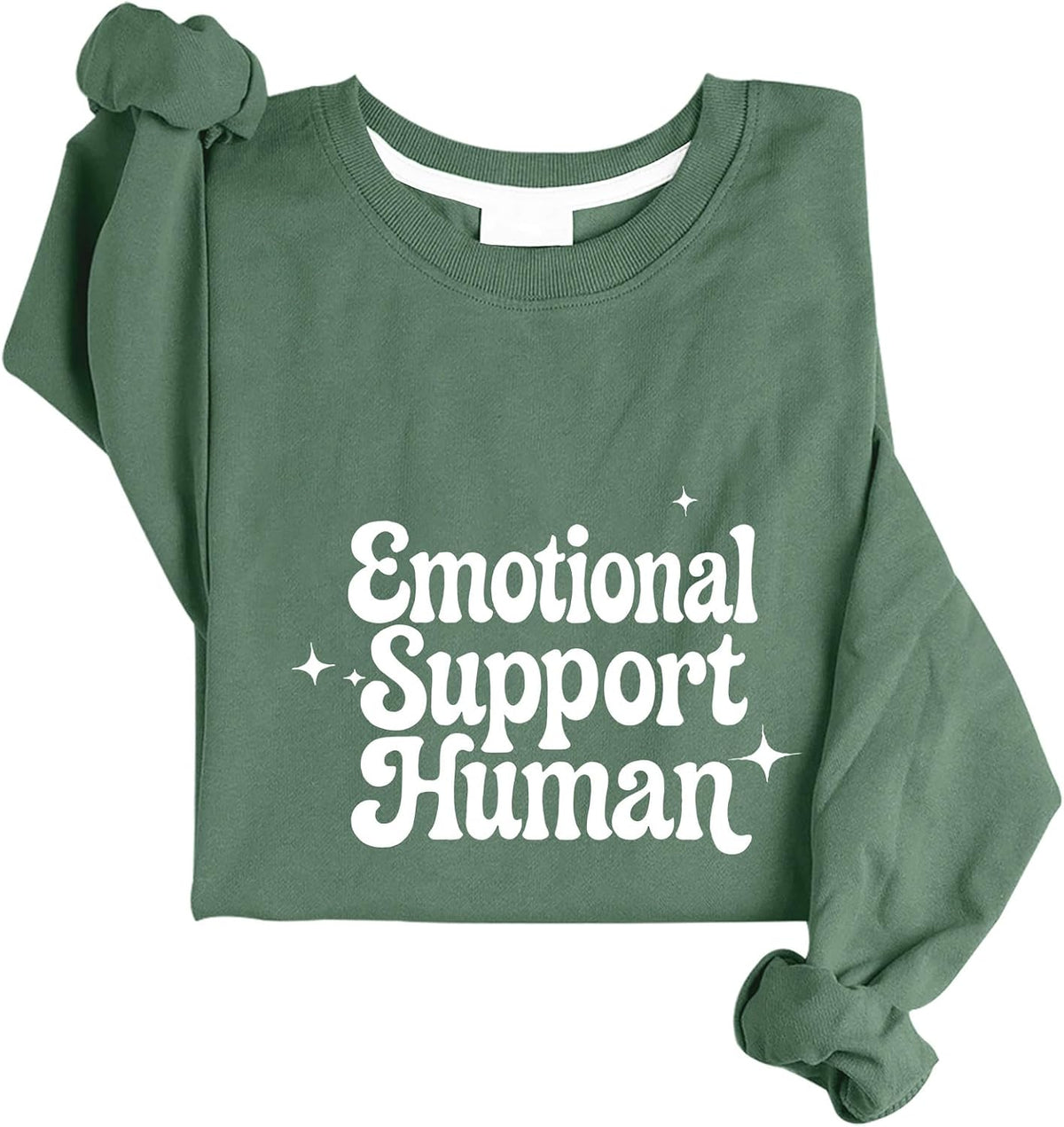 Emotional Support Human Sweatshirt Funny Counselor Sweater Unisex - Green-crew