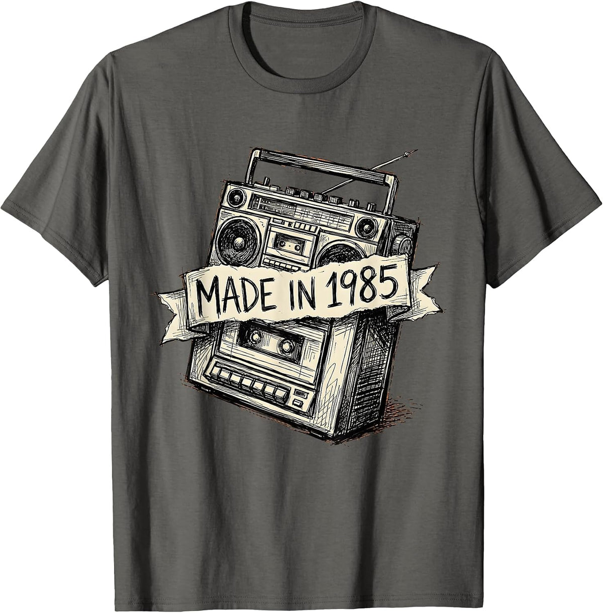 Made in 1985 Classic Birth Year Design T-Shirt - Asphalt Grey