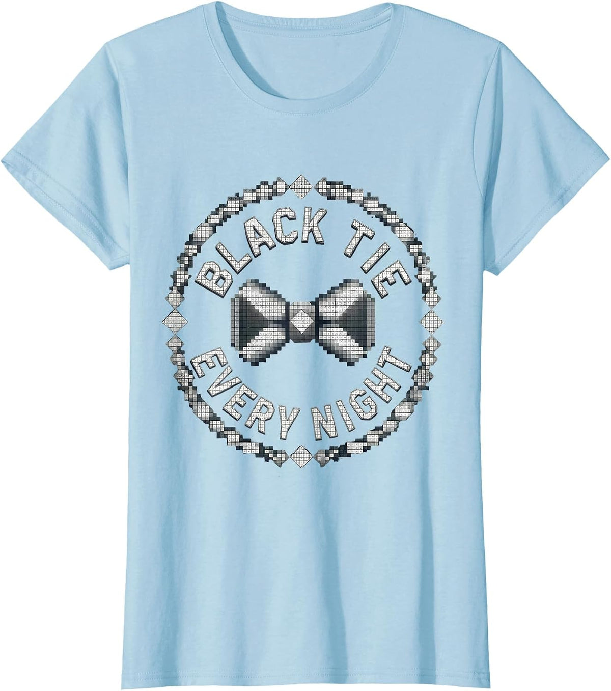Black Tie Every Night Tuxedo Graphic Design T-Shirt - Baby Blue