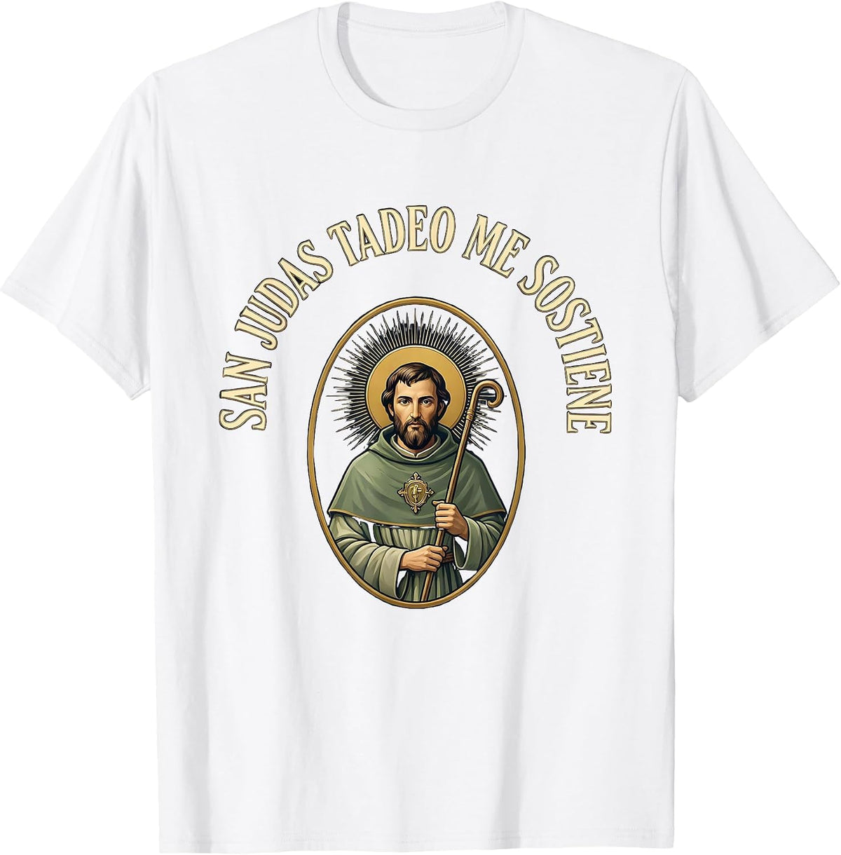 Men's San Judas Tadeo Me Sostiene Faith Spanish Catholic T-Shirt - White