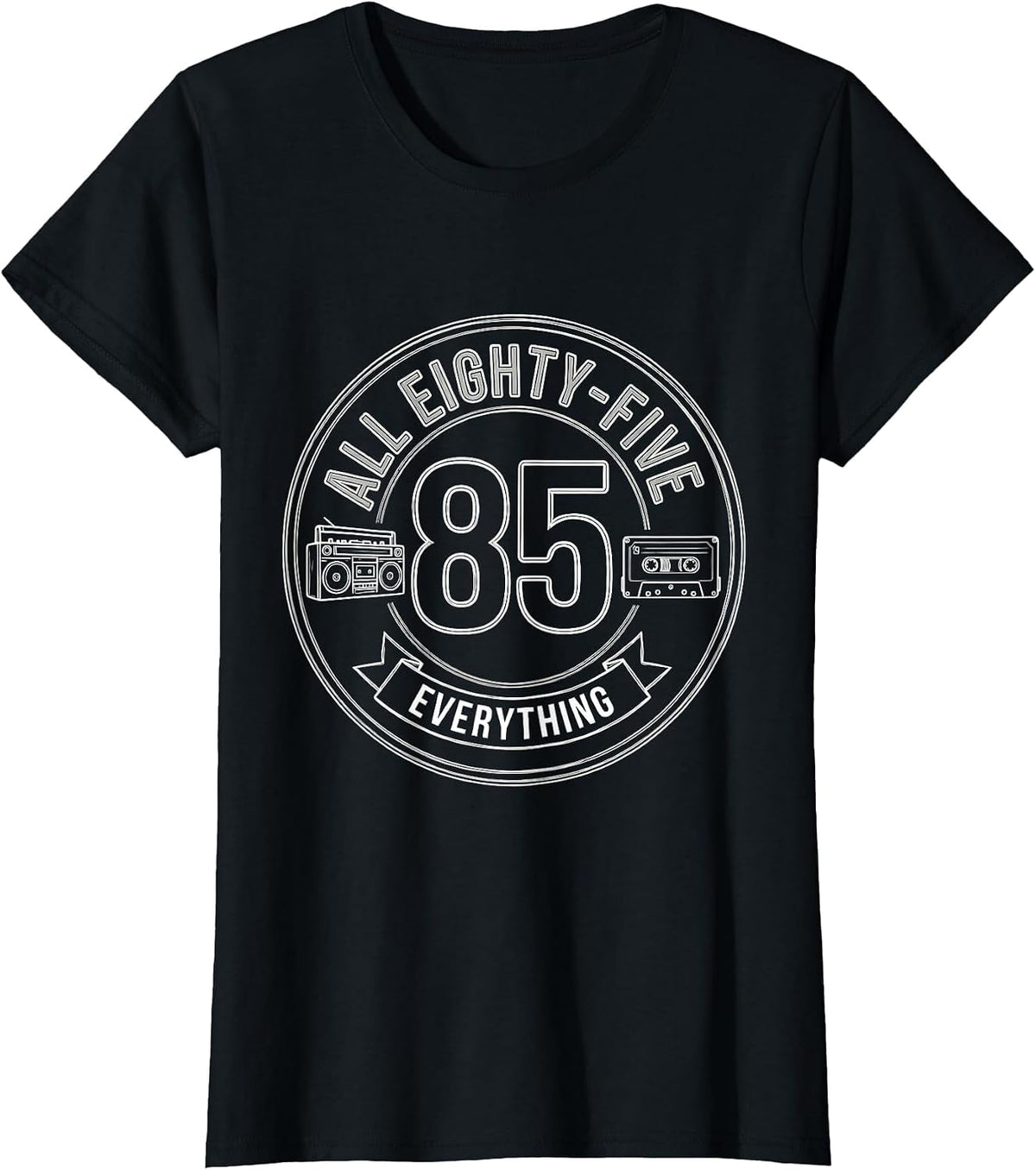 1985 All Eighty-Five Everything Retro Design T-Shirt - Black