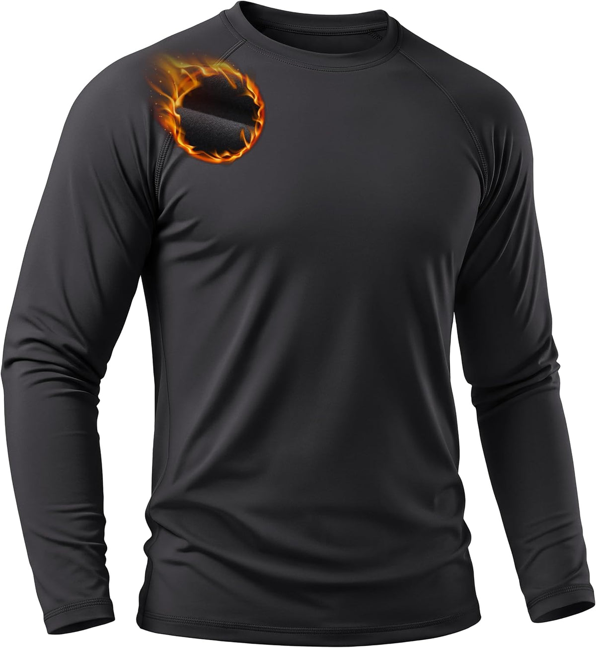 TACVASEN Men's Thermal Shirts Long Sleeve Warm Fleece Lined Base Layer - 01 Black