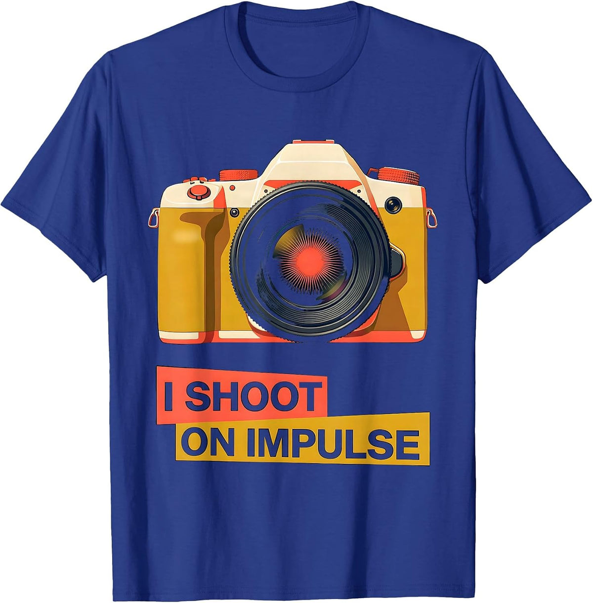 Men's I Shoot On Impulse Funny Photography Hobbyist Camera T-Shirt - Royal Blue