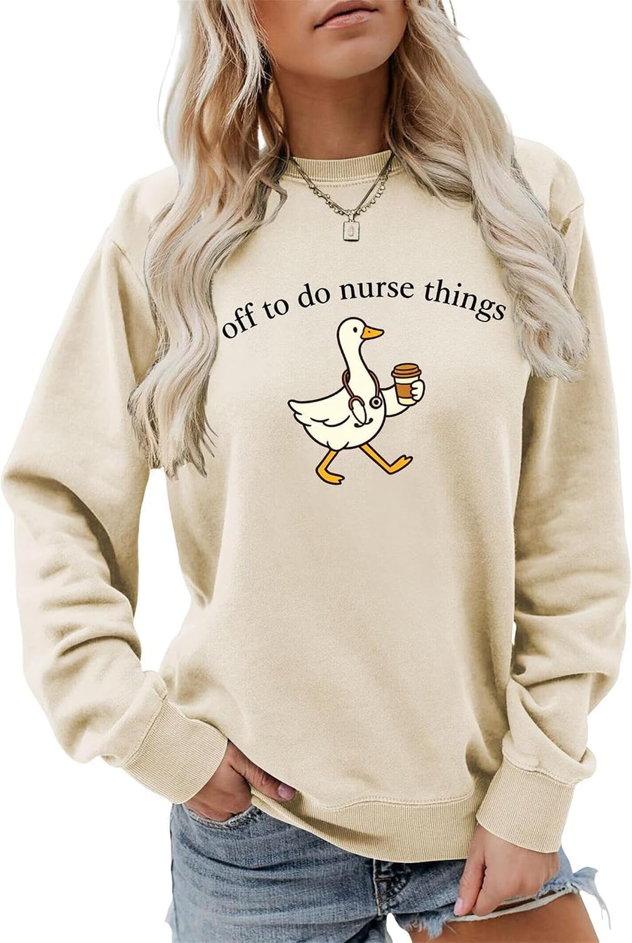 Nurse Sweatshirt Women Cute Graphic Nurse Gift Sweater Long Sleeve Pullover - 7-baige