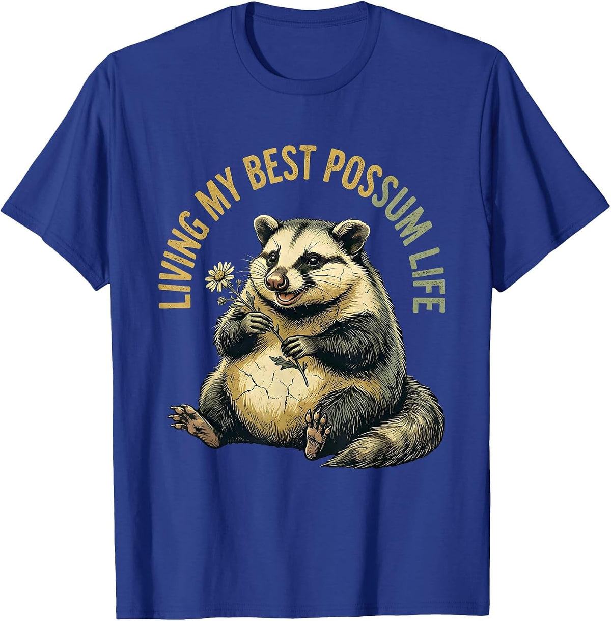 Men's Living My Best Possum Life Funny Opossum Design T-Shirt - Royal Blue