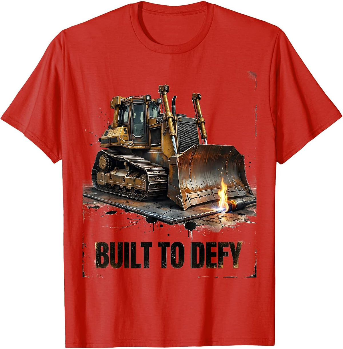Men's Built To Defy Distressed Welder Trade Pride Metal Worker T-Shirt - Red