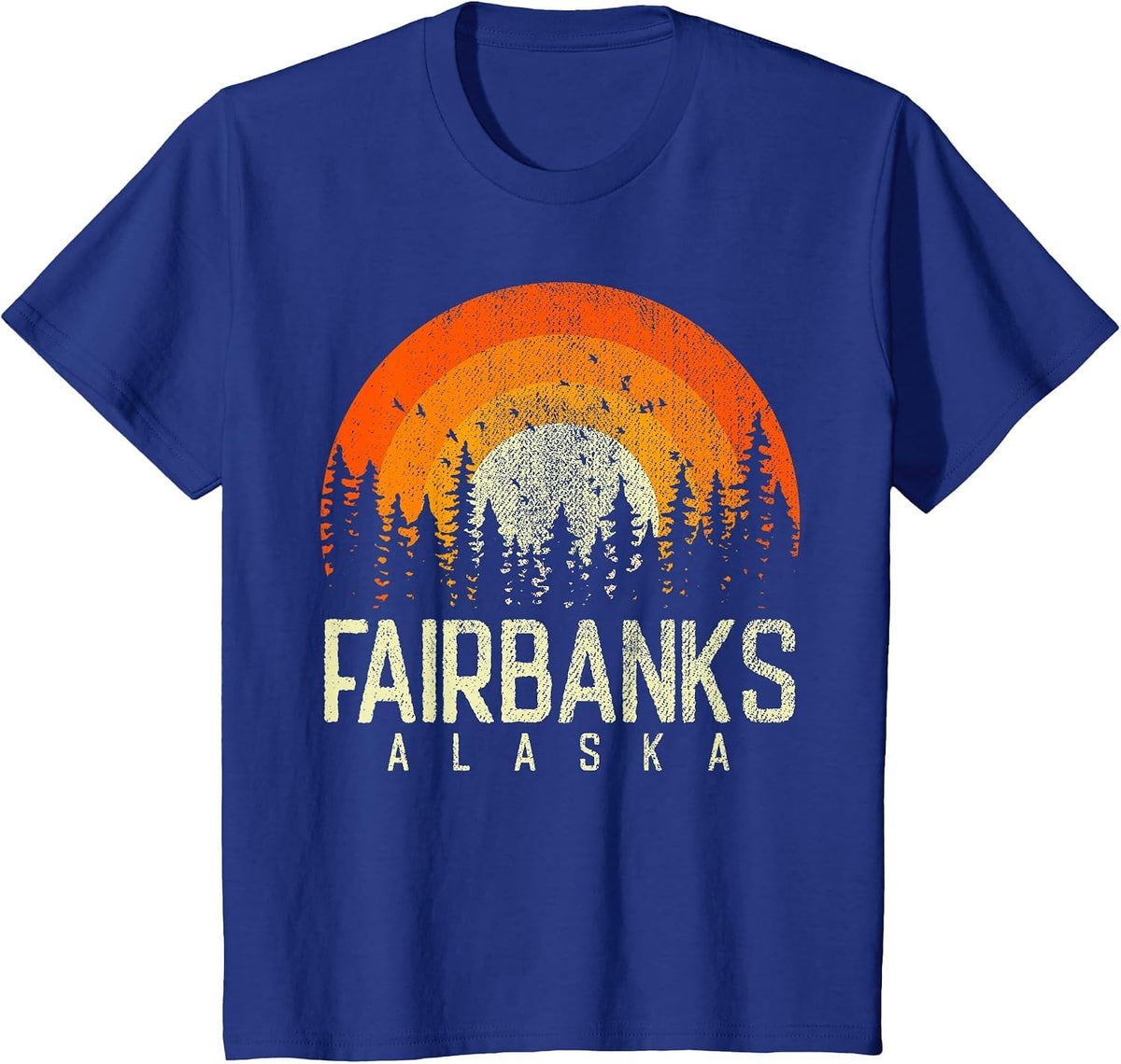 Fairbanks Alaska, Retro Style Vintage 60s 70s 80s 90s T-Shirt - Royal Blue
